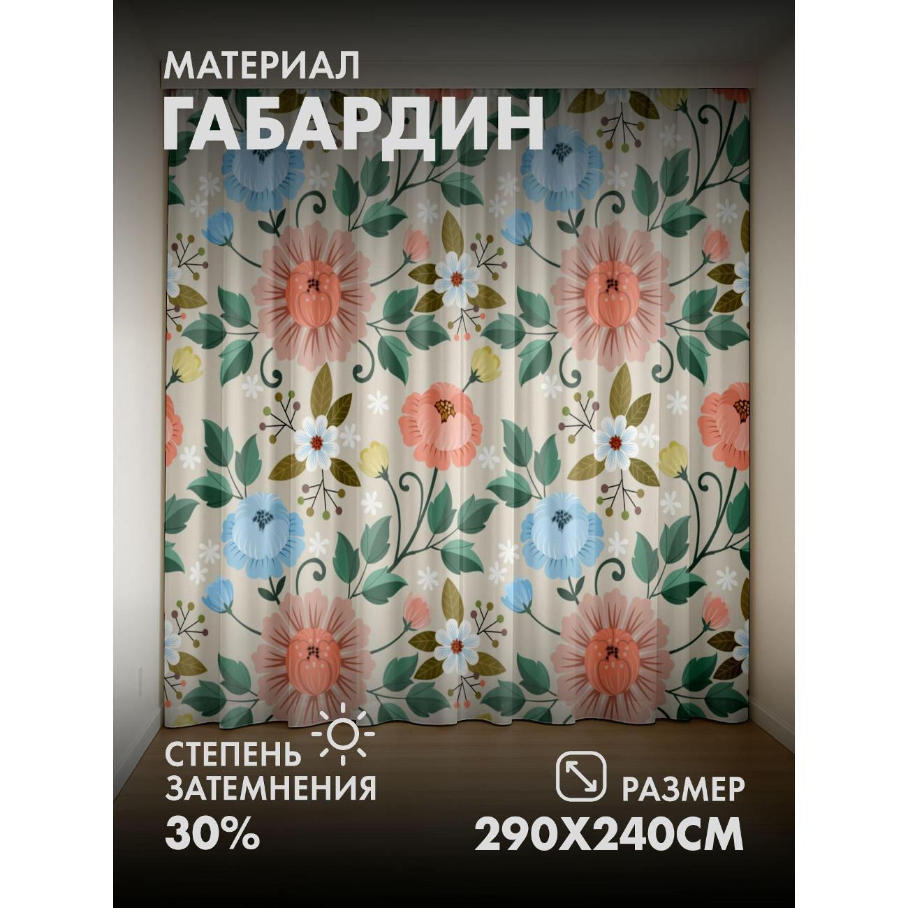 Изображение товара Фотошторы 365home Цветочный узор: розовые, голубые (FP6303478)