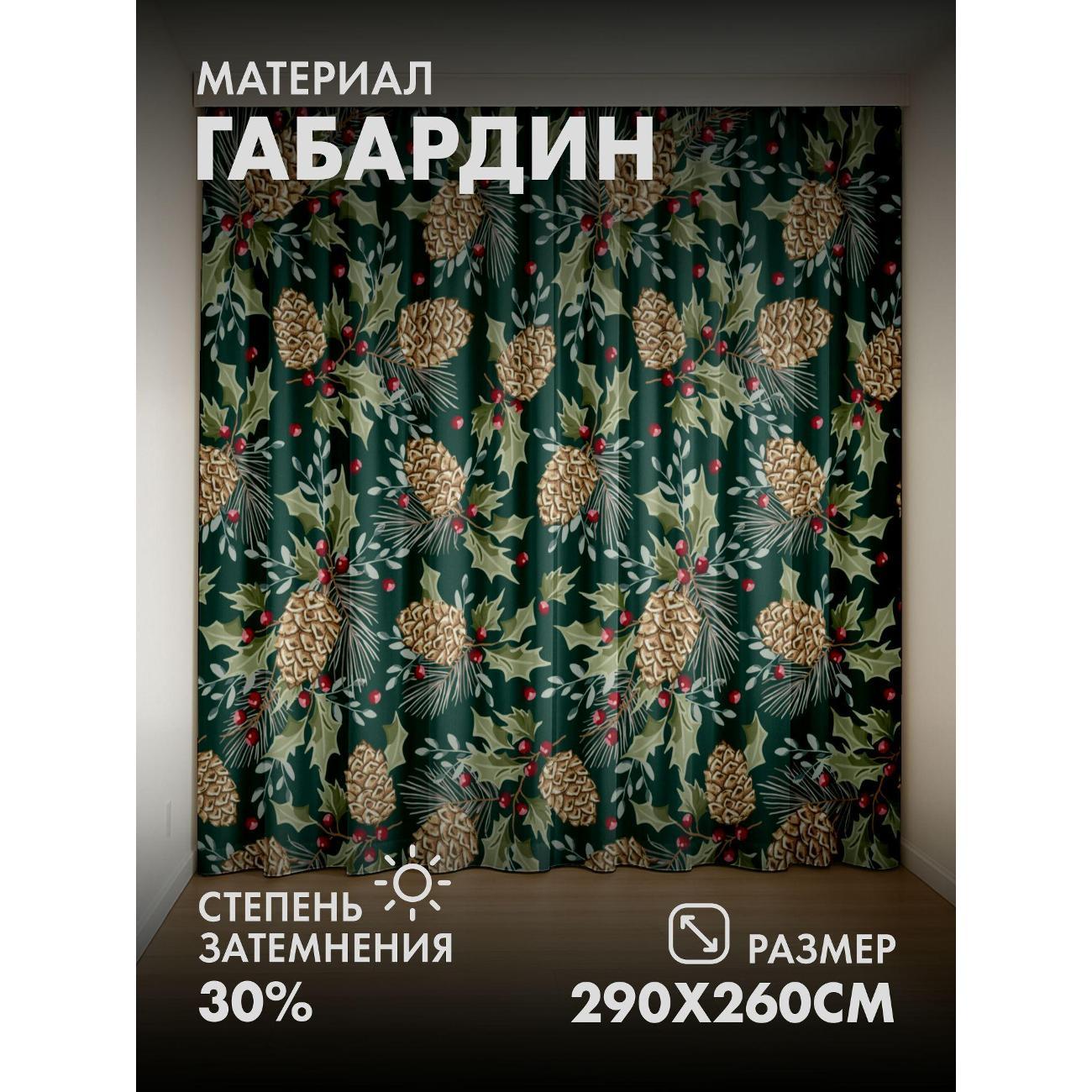 Изображение товара Фотошторы 365home Шишки, веточки, листья остролиста FP422270017