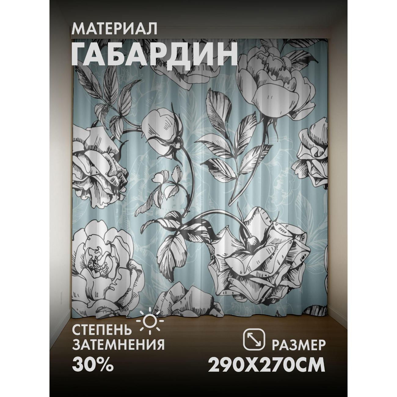 Изображение товара Фотошторы 365home Монохромные розы с листьями FP20497693
