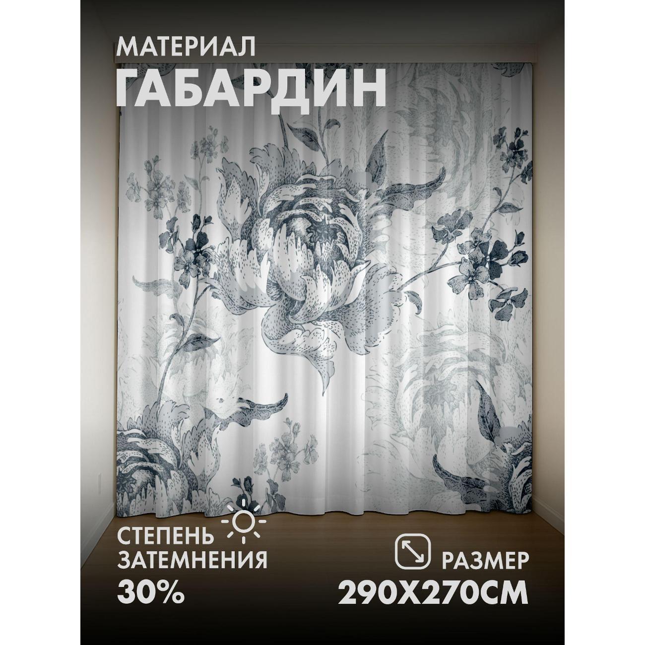 Изображение товара Фотошторы 365home Монохромный цветочный узор: пионы FP5420236 Изображение товара Фотошторы 365home Монохромный цветочный узор: пионы FP5420236