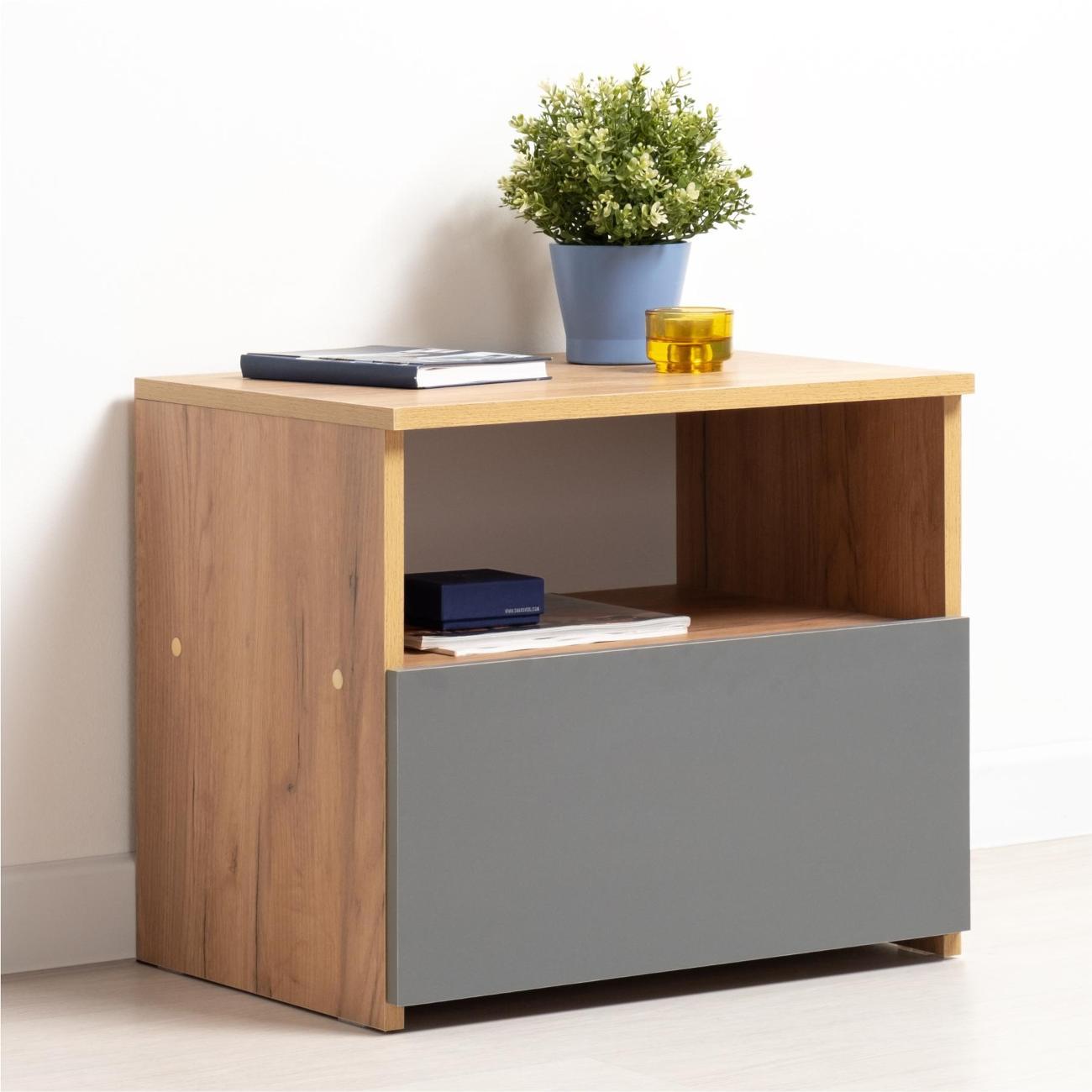 Изображение товара Тумба прикроватная Logium Джоли, Дуб Золотой CRAFT, Серый Графит