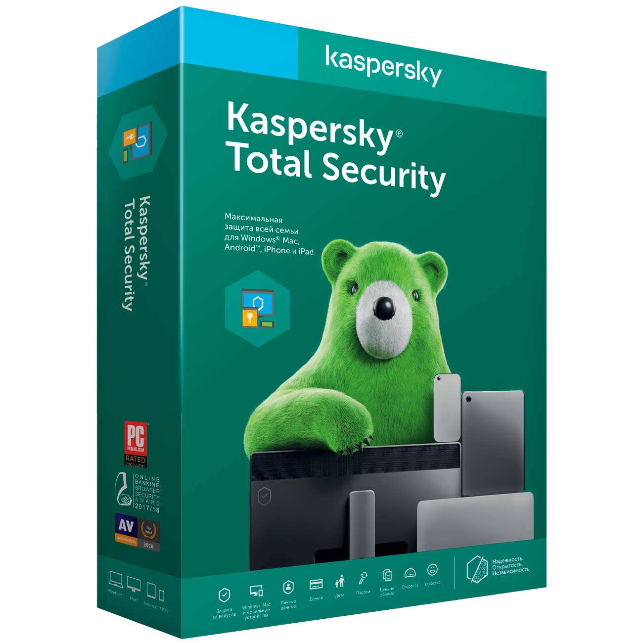 Купить Антивирус Kaspersky Total Security 3 устройства на 2 года в каталоге  интернет магазина М.Видео по выгодной цене с доставкой, отзывы, фотографии  - Москва