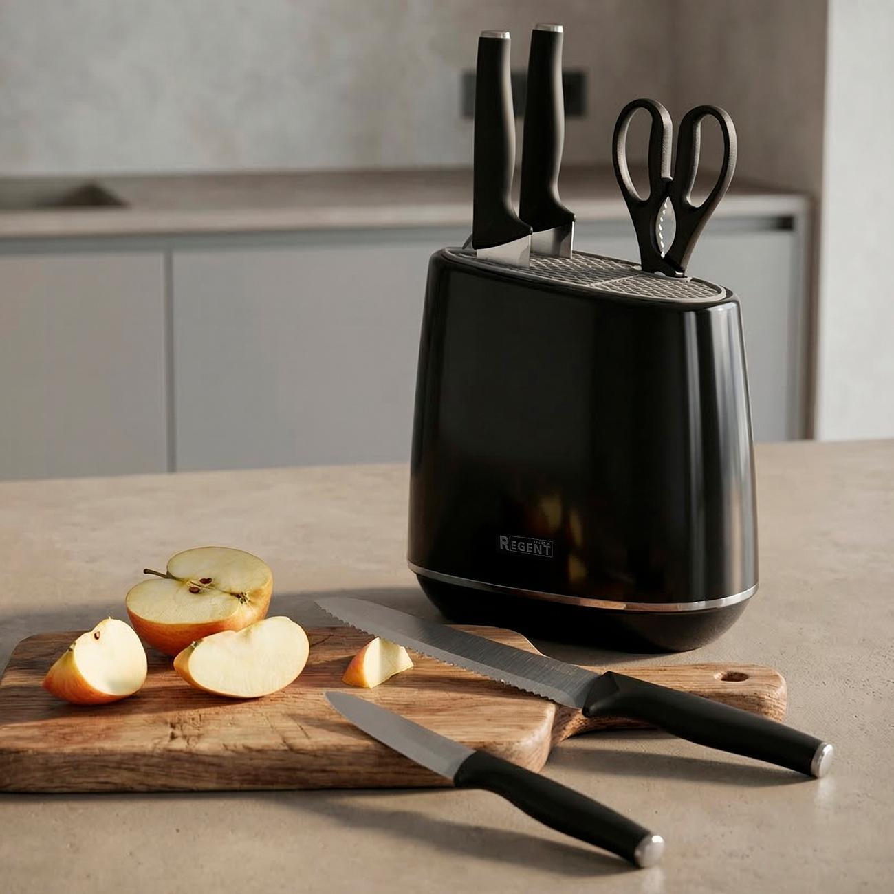 Изображение товара Набор кухонных ножей 6 предметов REGENT inox Tallone с подставкой