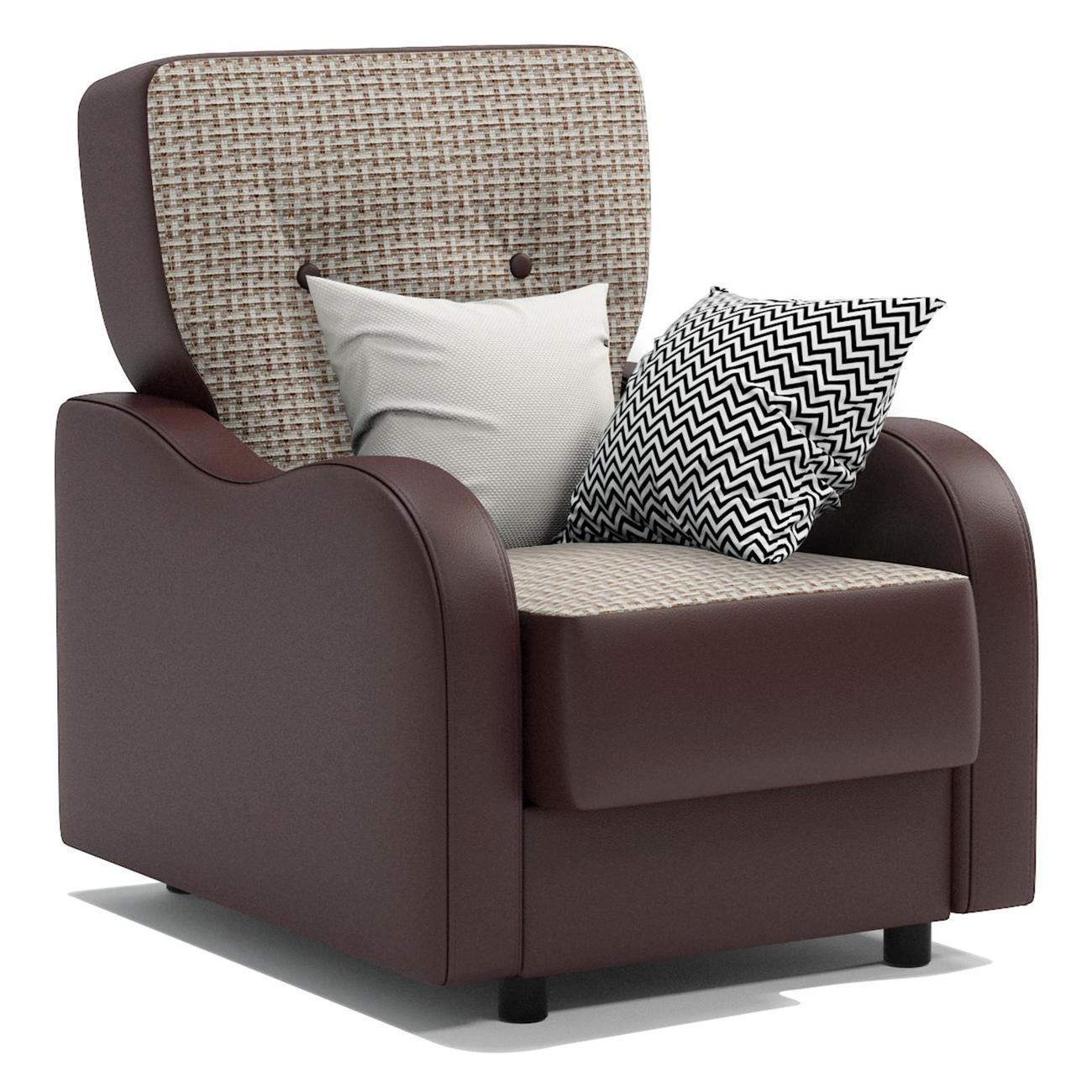 Изображение товара Кресло Шарм-Дизайн Классика В для отдыха Корфу беж и экокожа шоколад