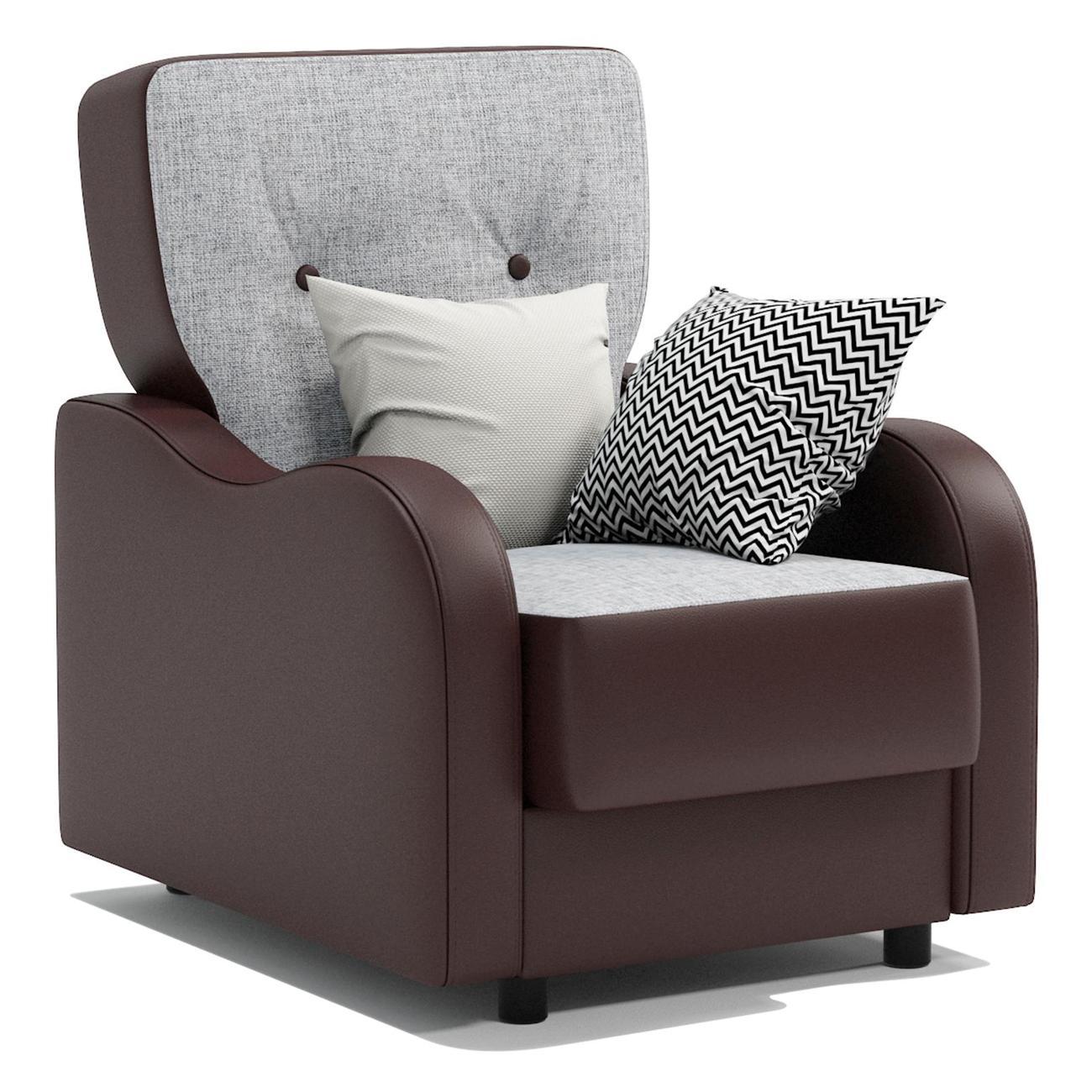 Изображение товара Кресло Шарм-Дизайн Классика В для отдыха серый и экокожа шоколад