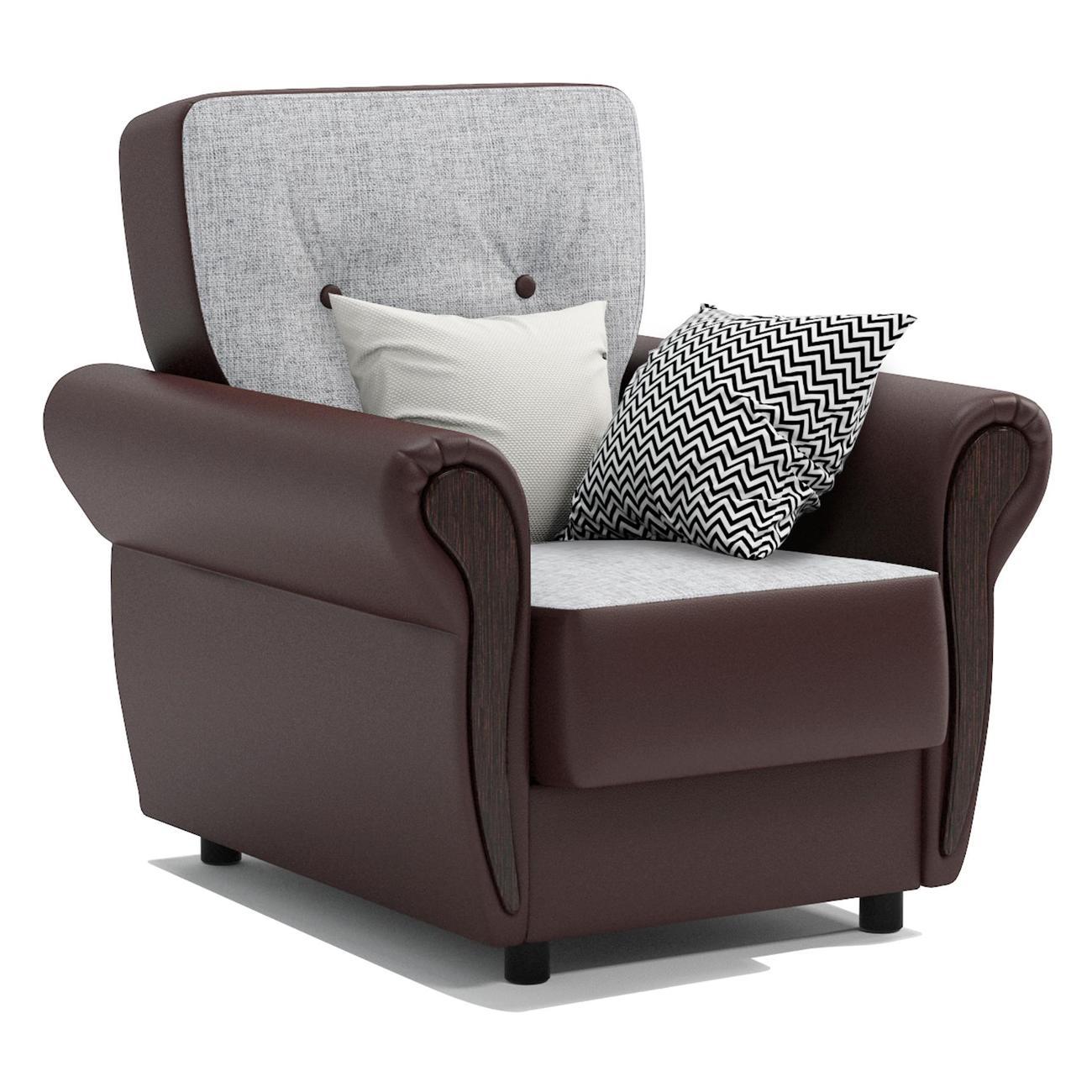 Изображение товара Кресло Шарм-Дизайн Классика М для отдыха серый и экокожа шоколад Изображение товара Кресло Шарм-Дизайн Классика М для отдыха серый и экокожа шоколад