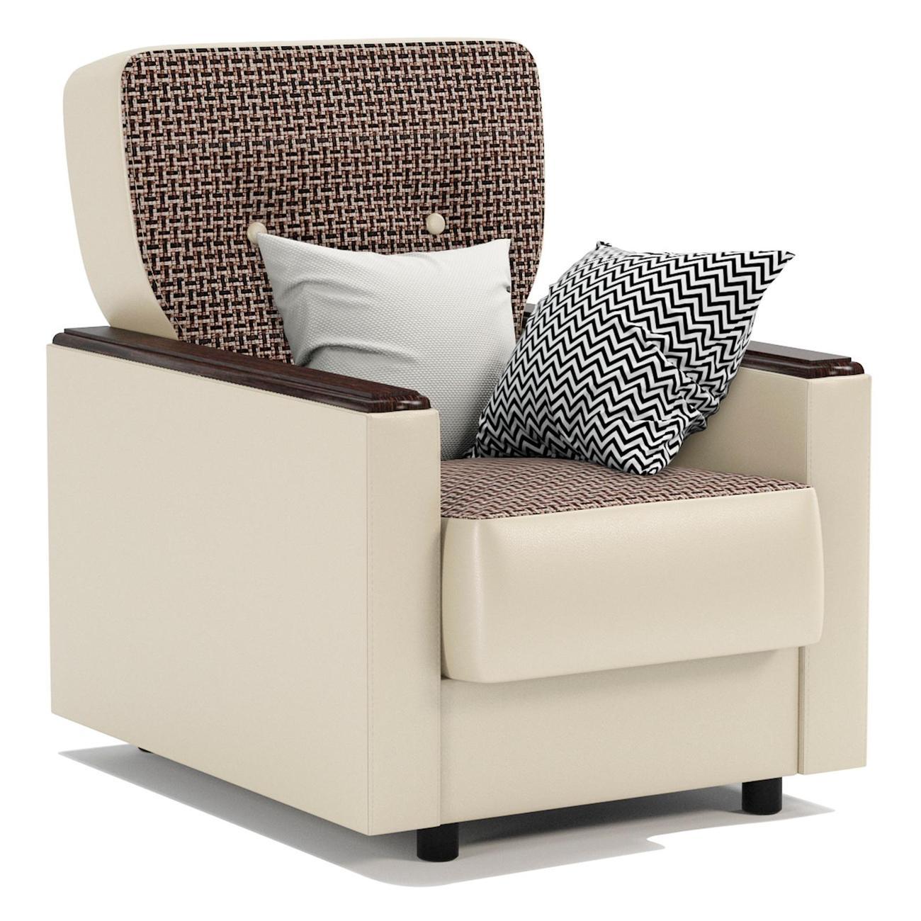 Изображение товара Кресло Шарм-Дизайн Классика Д для отдыха Корфу и экокожа беж