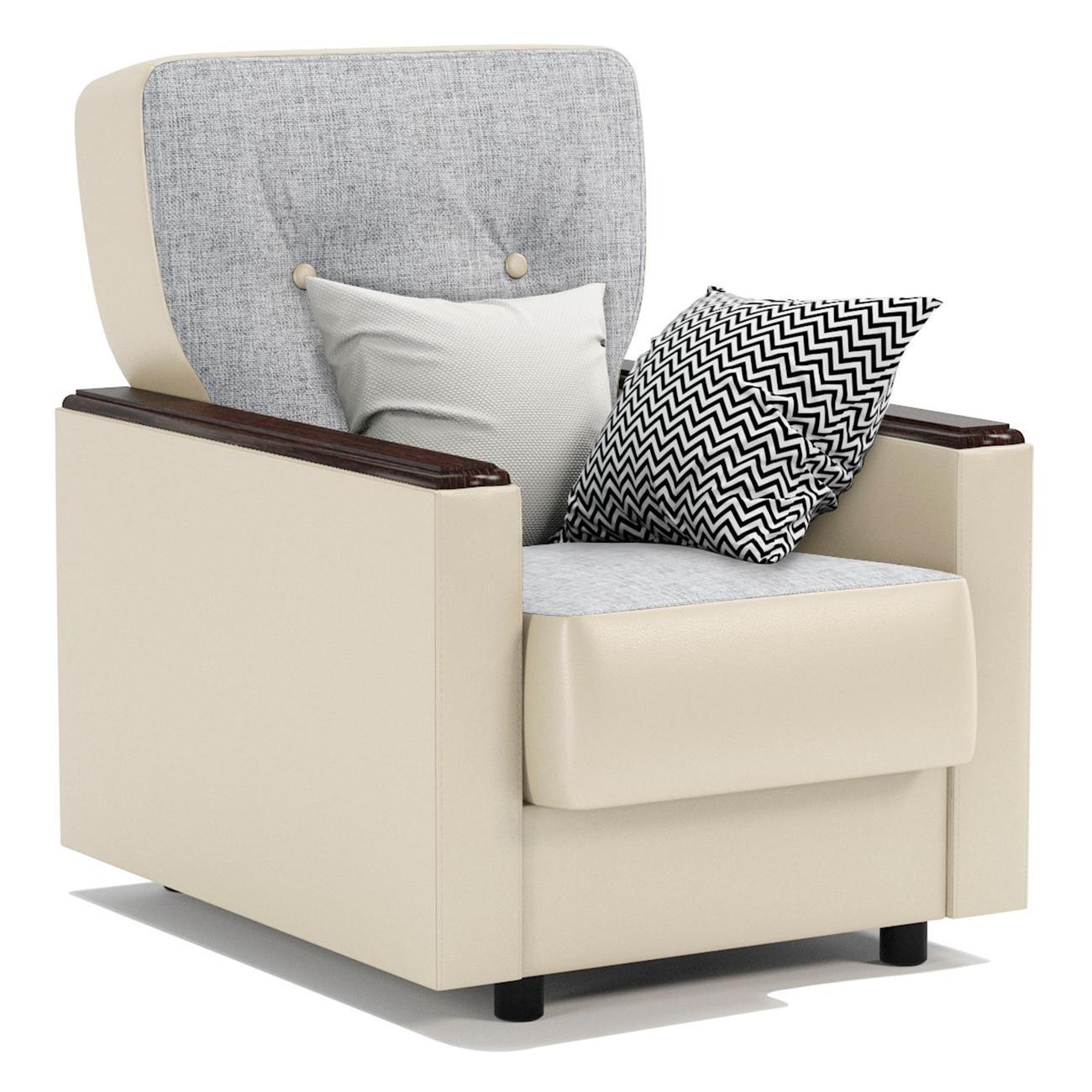 Изображение товара Кресло Шарм-Дизайн Классика Д для отдыха серый шенилл и экокожа беж