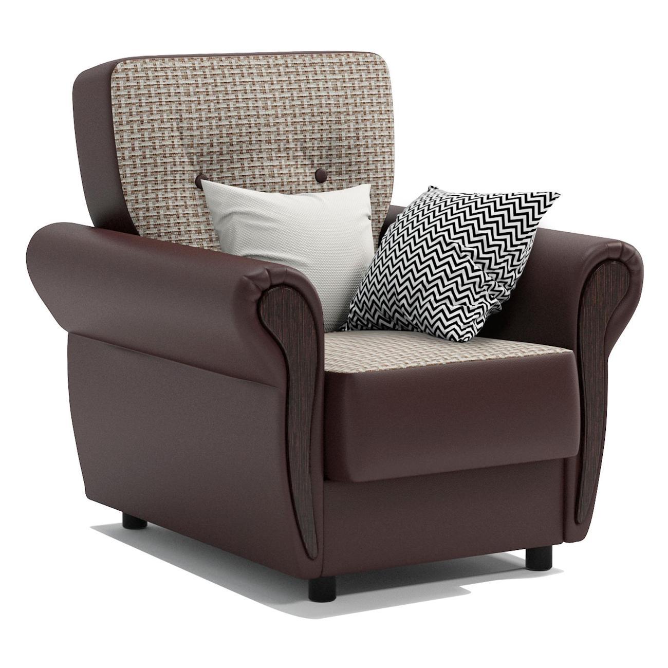 Изображение товара Кресло Шарм-Дизайн Классика М для отдыха Корфу беж и экокожа шоколад