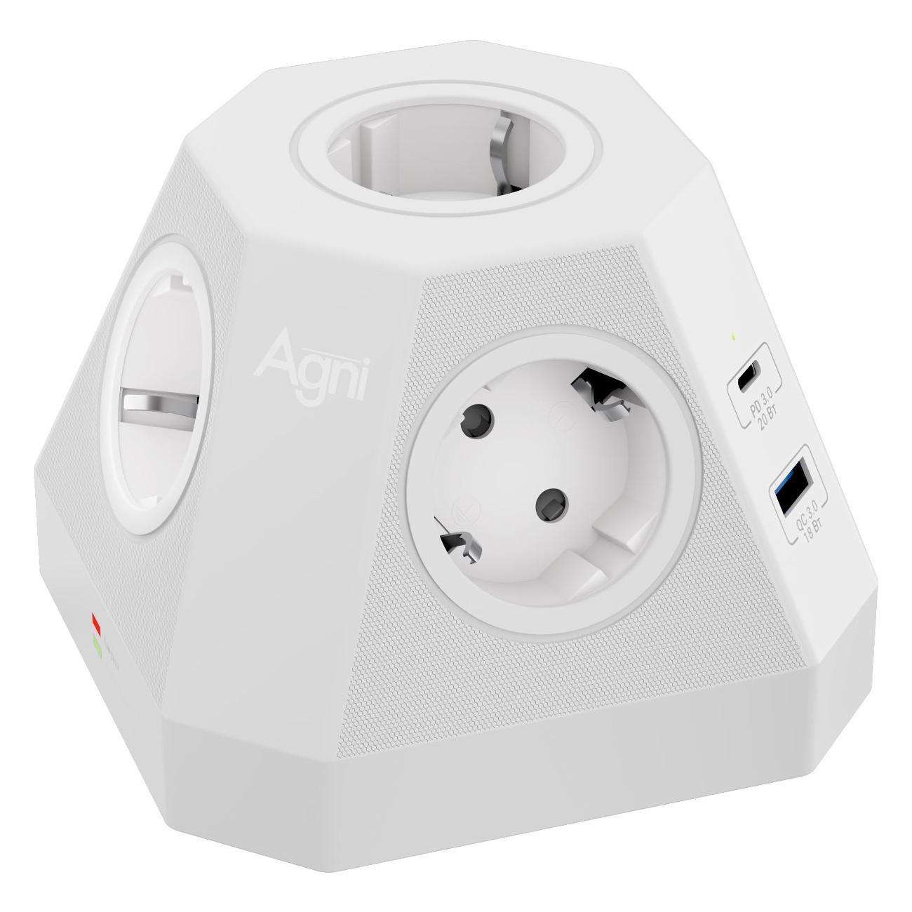 Изображение товара Сетевой фильтр AGNI Сетевой фильтр пирамида 5 розеток, 2 метра