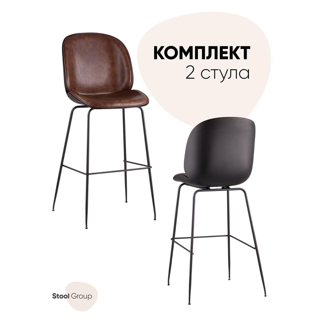 Изображение товара Стул обеденный Stool Group барный Турин со спинкой, коричневая экокожа, черн