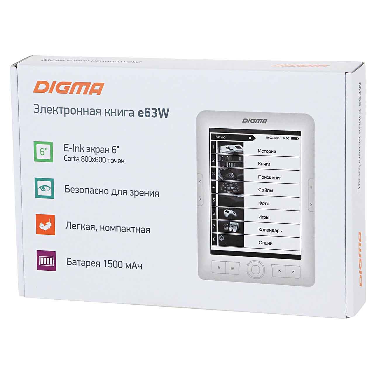 Купить Электронная книга Digma E63W White в каталоге интернет магазина  М.Видео по выгодной цене с доставкой, отзывы, фотографии - Москва