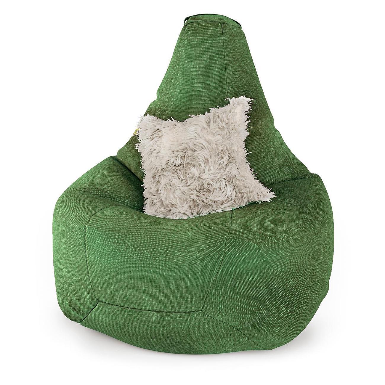 Изображение товара Кресло-мешок Шарм-Дизайн Груша, бескаркасное, пуфик, рогожка зеленый