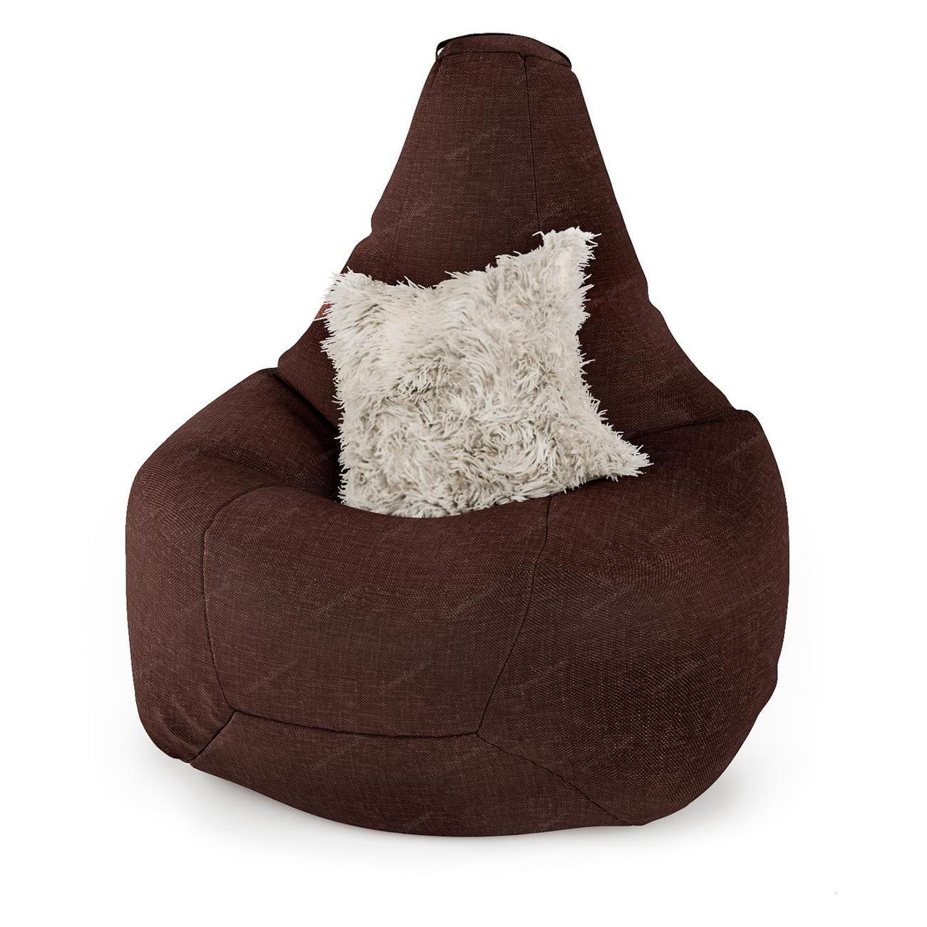 Изображение товара Кресло-мешок Шарм-Дизайн Груша, бескаркасное, пуфик, рогожка коричневый
