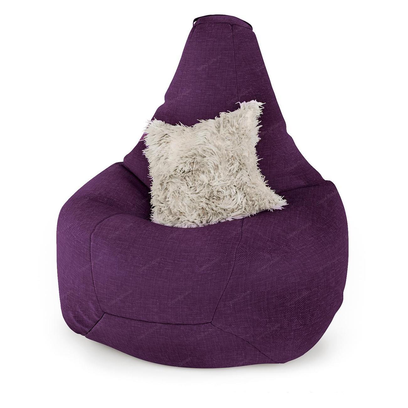 Изображение товара Кресло-мешок Шарм-Дизайн Груша, бескаркасное, пуфик, рогожка фиолетовый