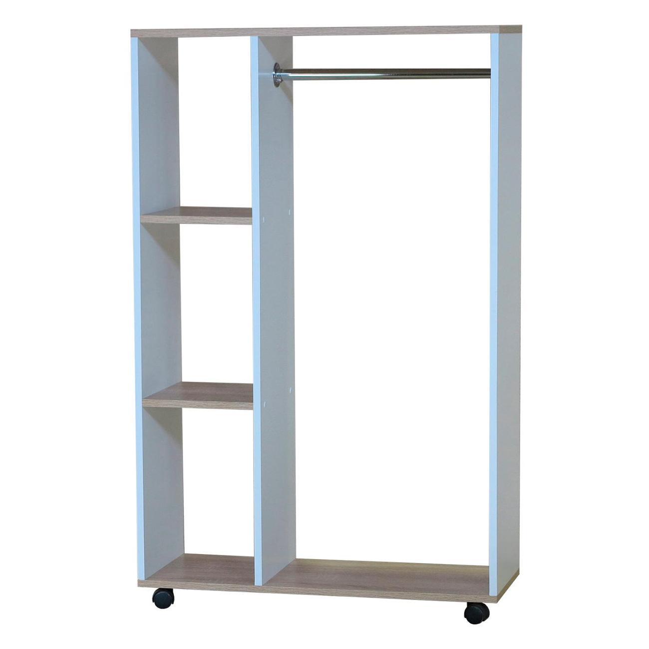 Изображение товара Стеллаж Шарм-Дизайн Бит на роликах 80х30х128, с полками, Белый