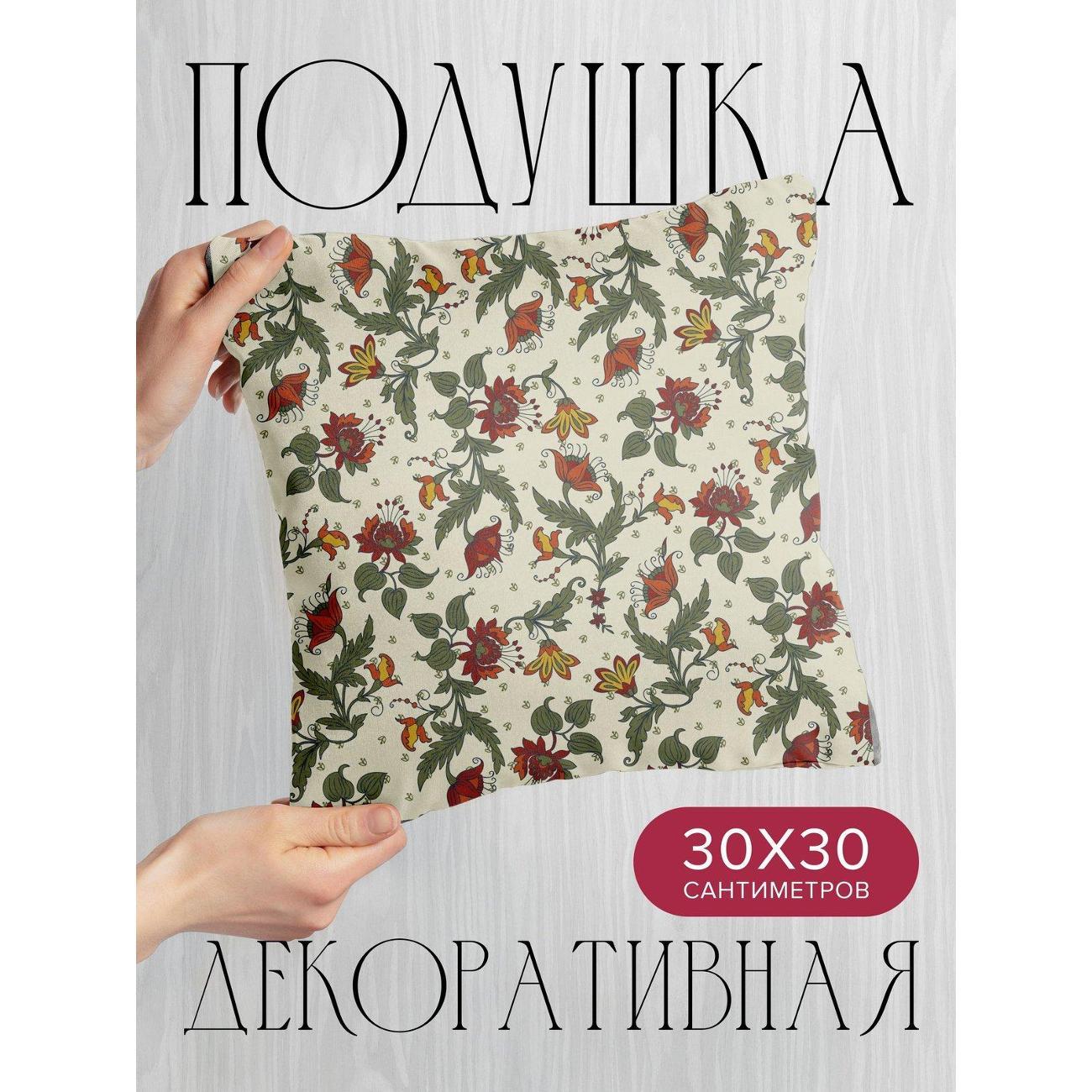 Изображение товара Подушка PrintyFull Цветочный орнамент: красные FP69649933