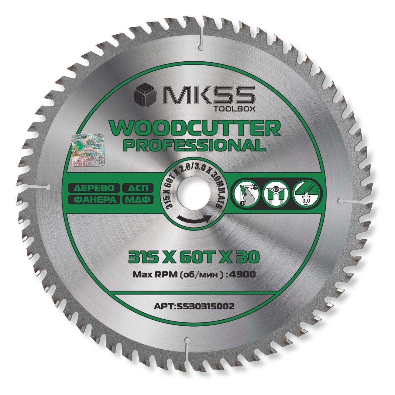 Изображение товара Диск пильный MKSS 315х60Тх2,0/3,0х30 мм Woodcutter Professional
