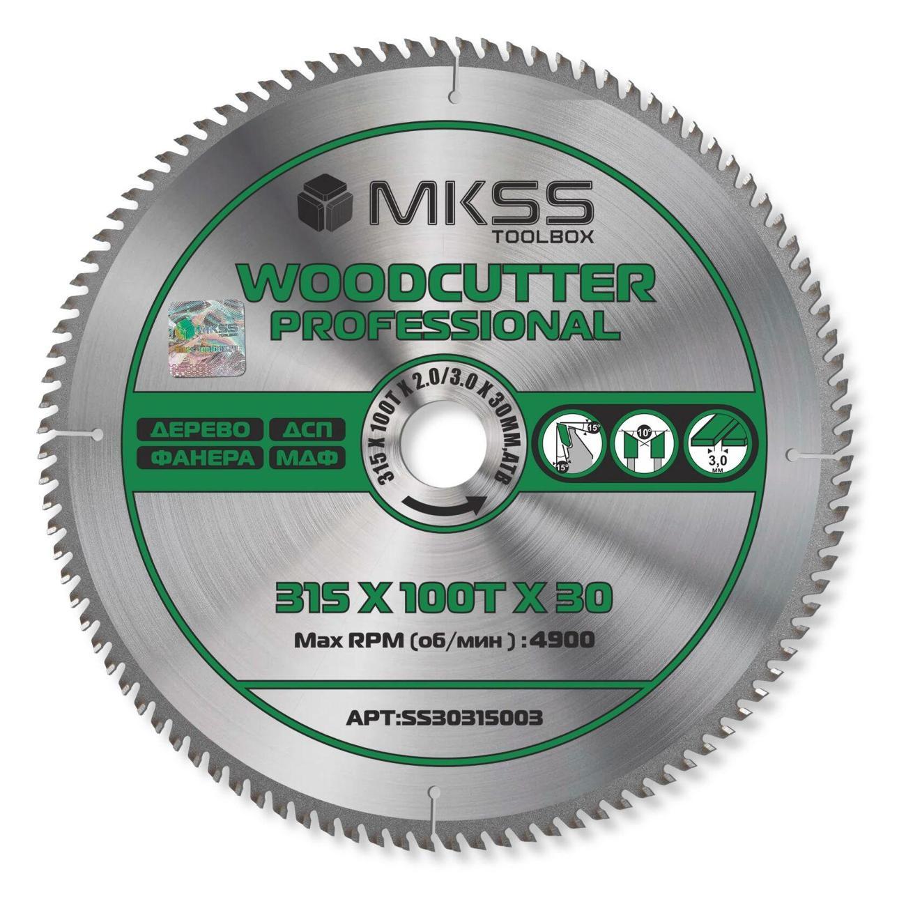 Изображение товара Диск пильный MKSS 315х100Тх2,0/3,0х30 мм Woodcutter Professional