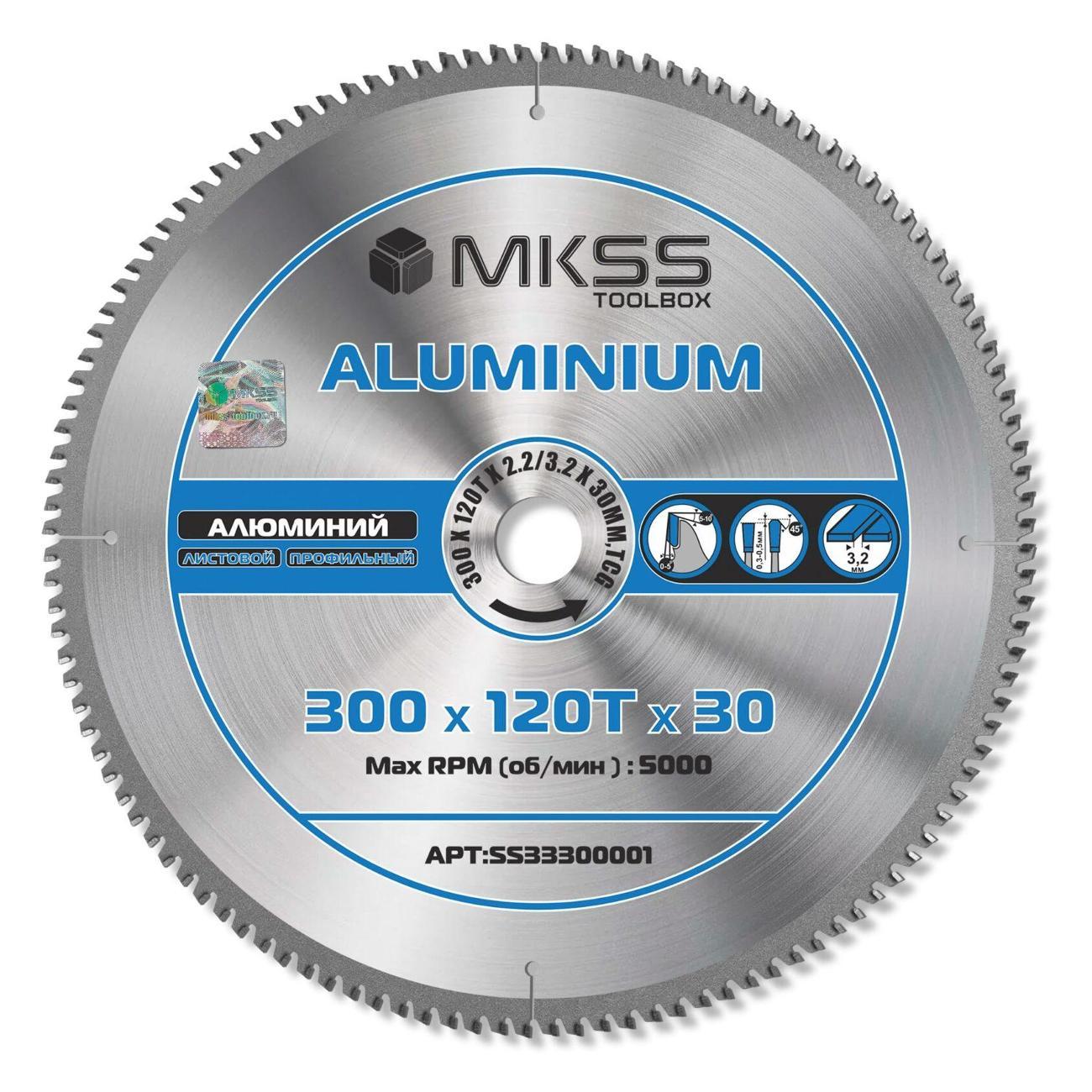 Изображение товара Диск пильный MKSS 300х120Тх2,2/3,2х30мм Aluminium MKSS