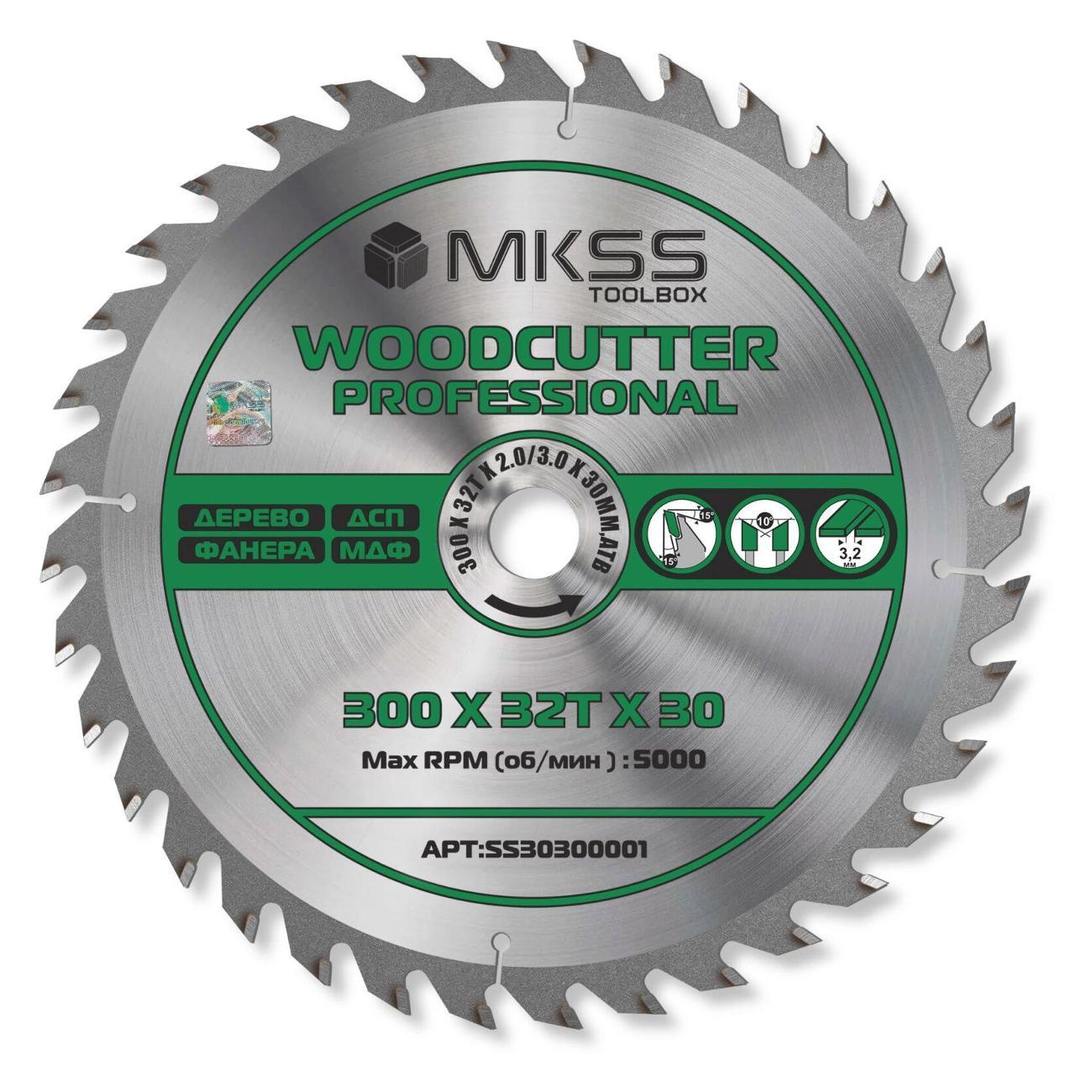 Изображение товара Диск пильный MKSS 300х32Тх2,0/3,0х30 мм Woodcutter Professional