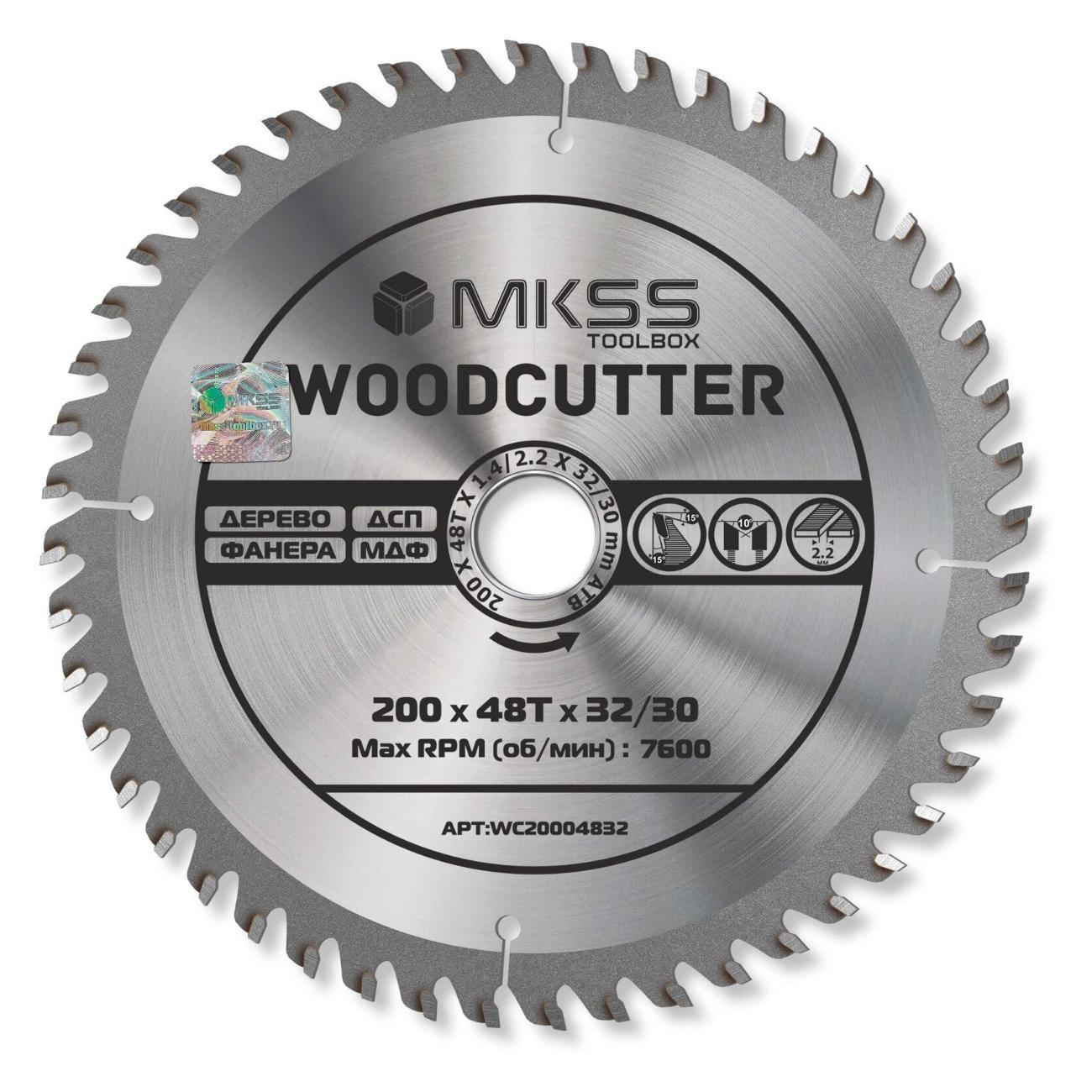 Изображение товара Диск пильный MKSS 200х48Тх32/30 мм Woodcutter MKSS