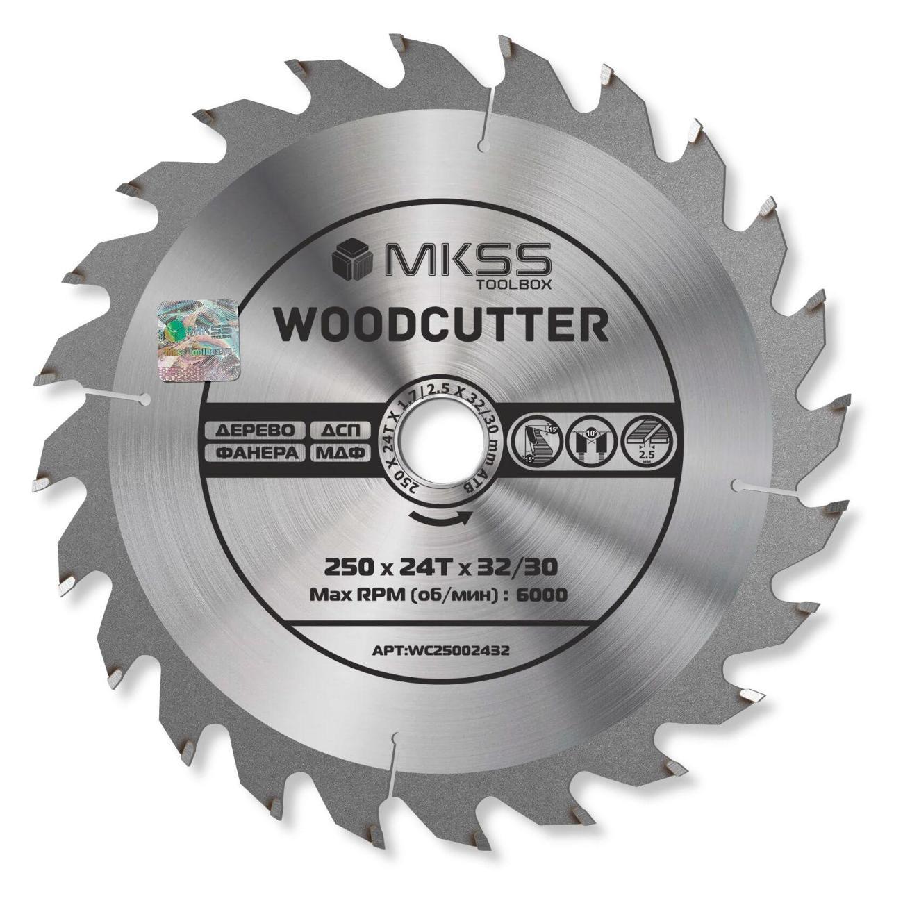 Изображение товара Диск пильный MKSS 250х24Тх32/30 мм Woodcutter MKSS
