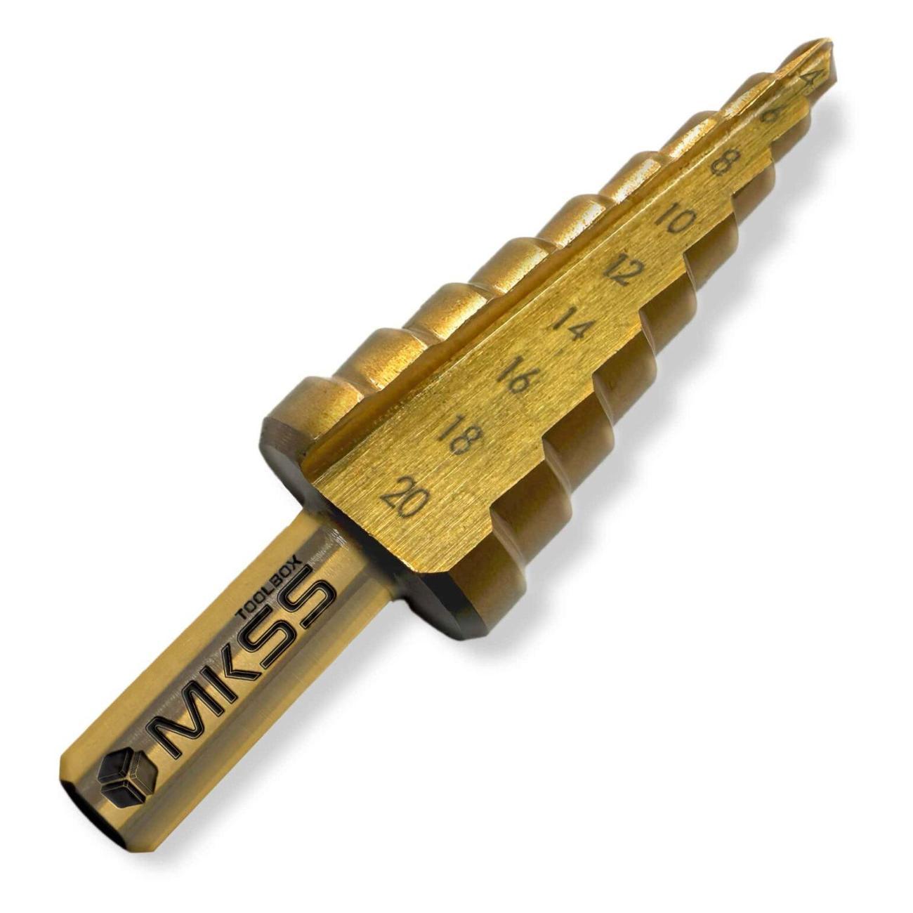 Изображение товара Сверло MKSS ступенчатое по металлу HSS TiN 4-20мм MKSS