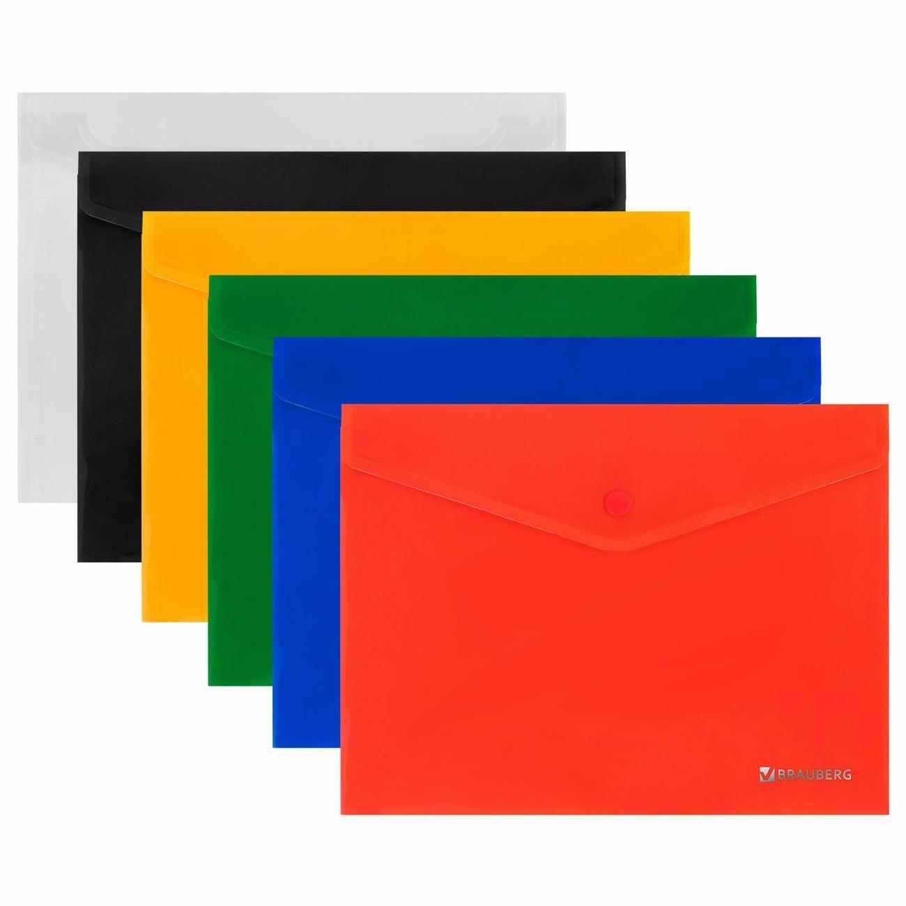 Изображение товара Папка Brauberg Папка-конверт с кноп BRG А5 6шт, ассорти