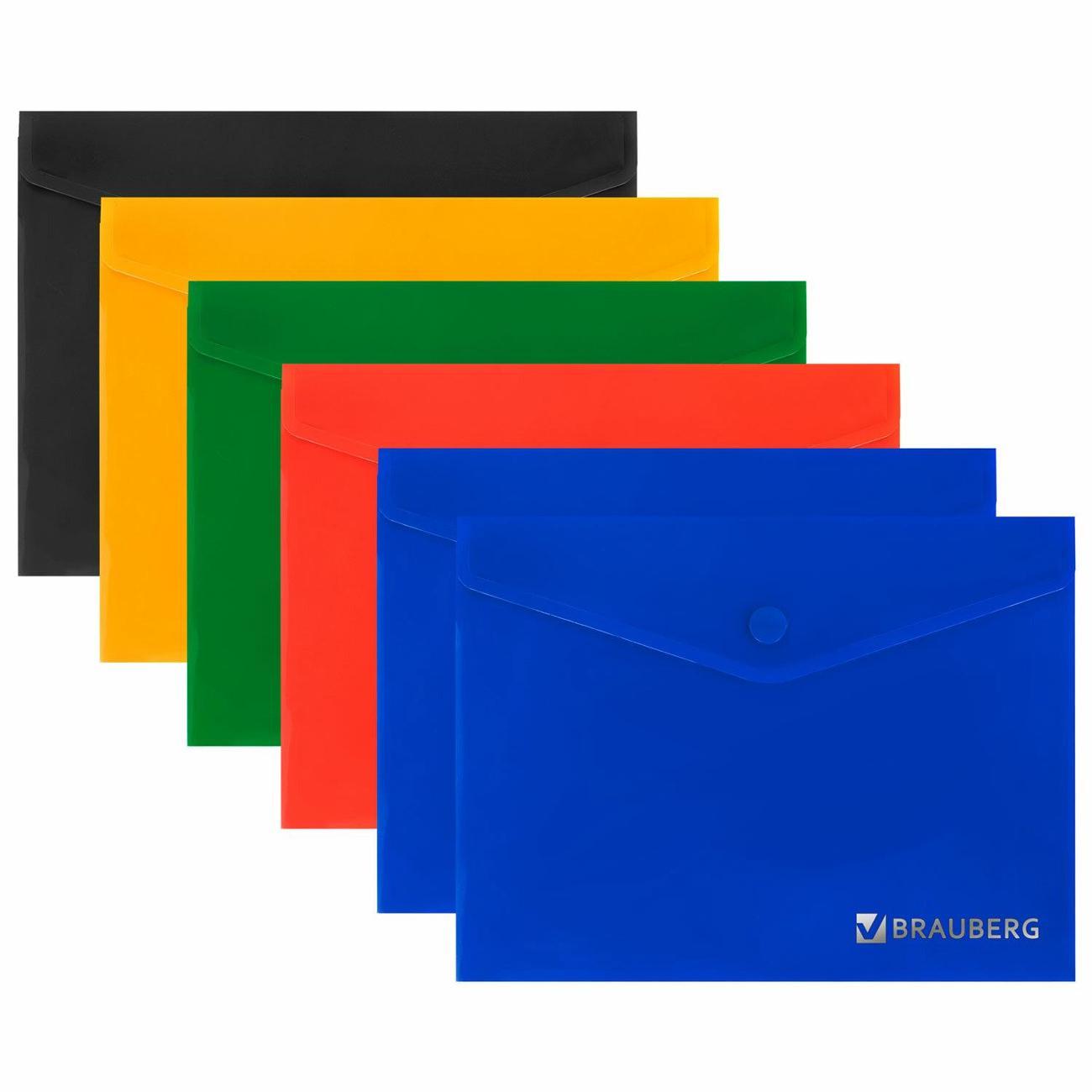 Изображение товара Папка Brauberg Папка-конверт с кноп BRG А6 6шт, ассорти