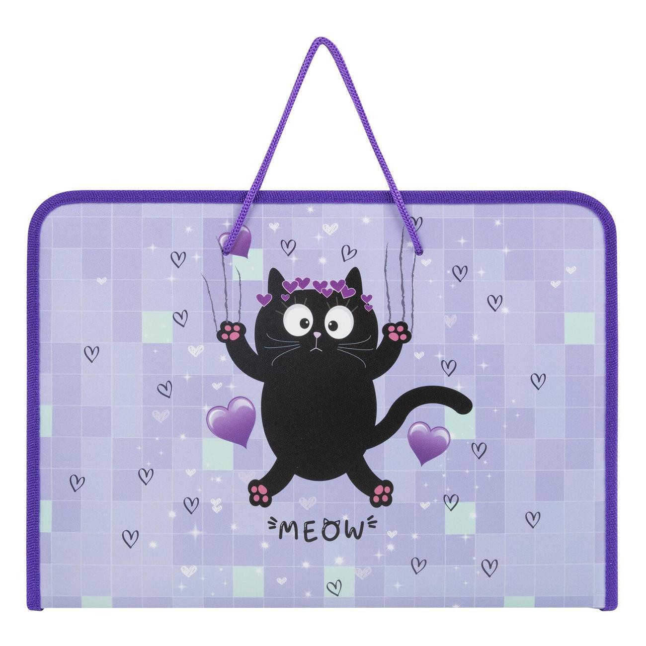 Изображение товара Папка Пифагор Папка для труда с ручками ПИФАГОР А4 Падающий кот