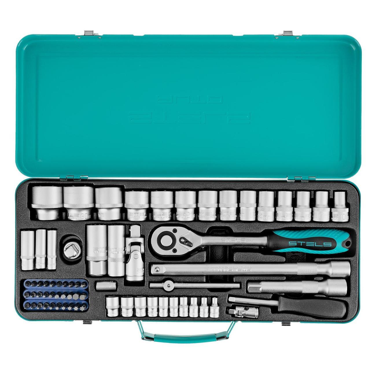 Изображение товара Набор ручного инструмента Stels 1/2" и 1/4", 68 предметов