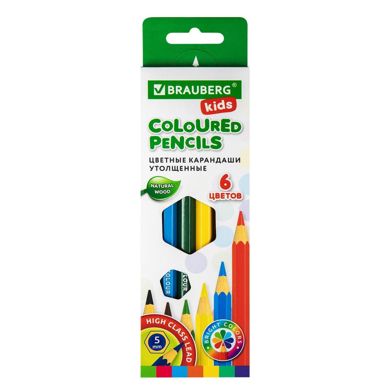 Изображение товара Карандаш Brauberg Карандаши цветные BRAUBERG KIDS 6цв утолщ дерево