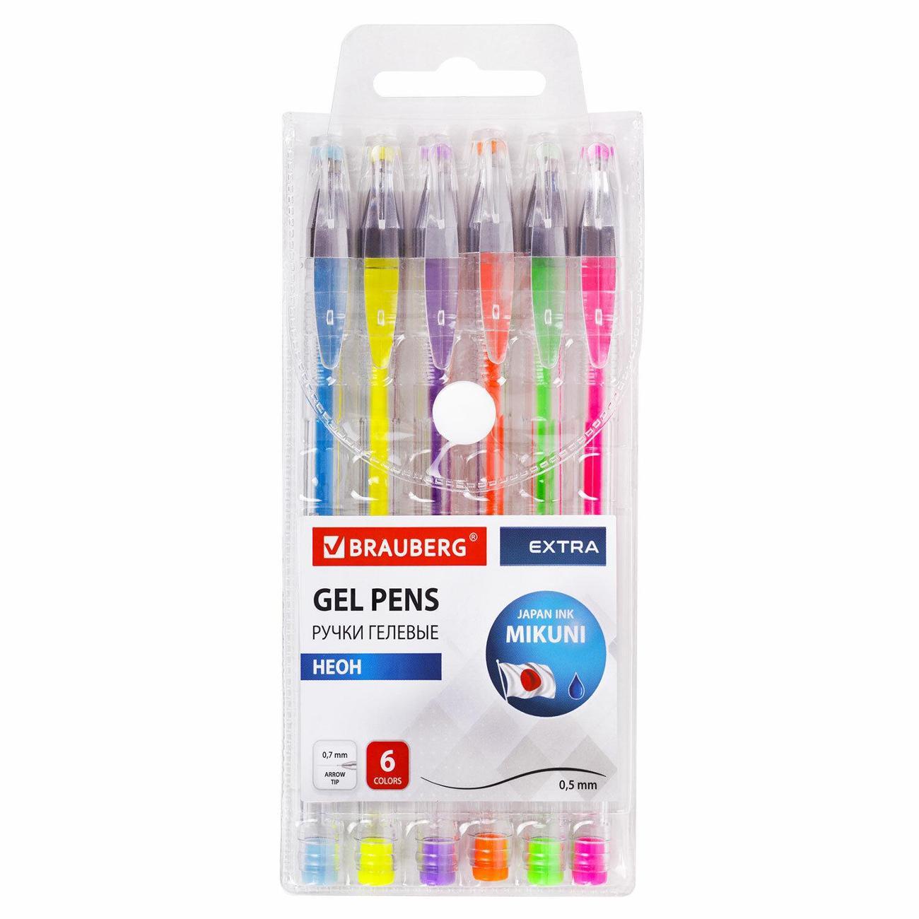 Изображение товара Ручка для письма Brauberg Ручки гелевые BRAUBERG EXTRA 6 цветов неон