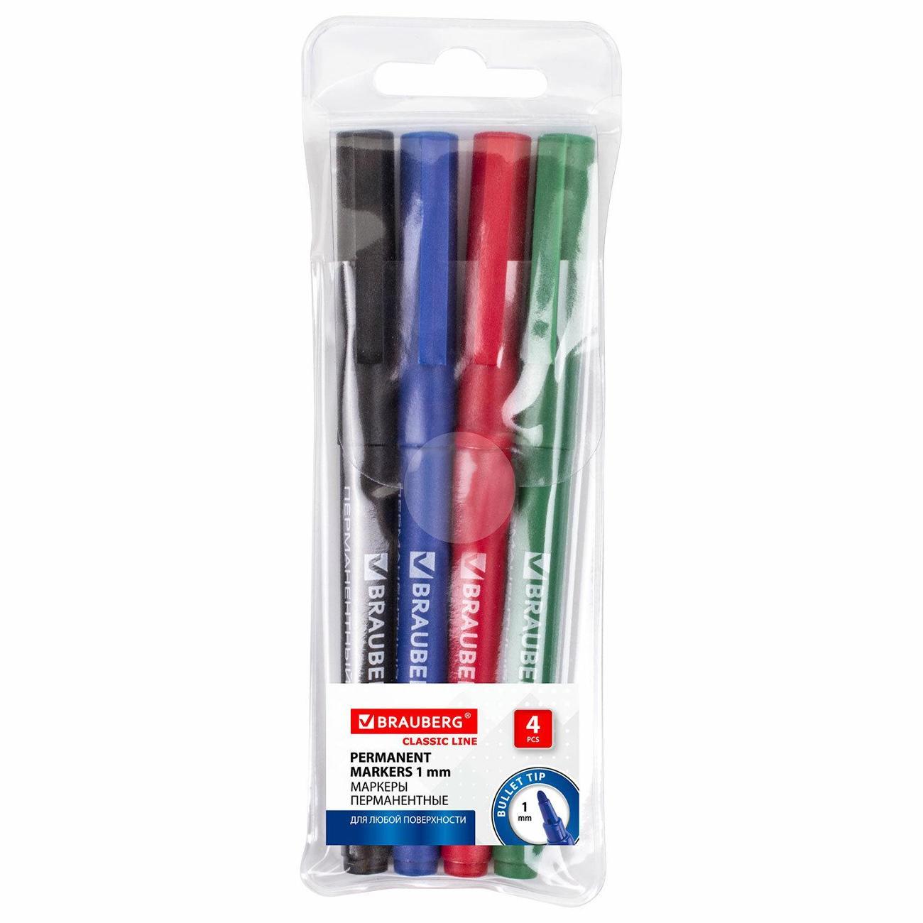 Изображение товара Маркер Brauberg Маркеры перманентн BRG CLASSICLine 4 цв тонкие 1м
