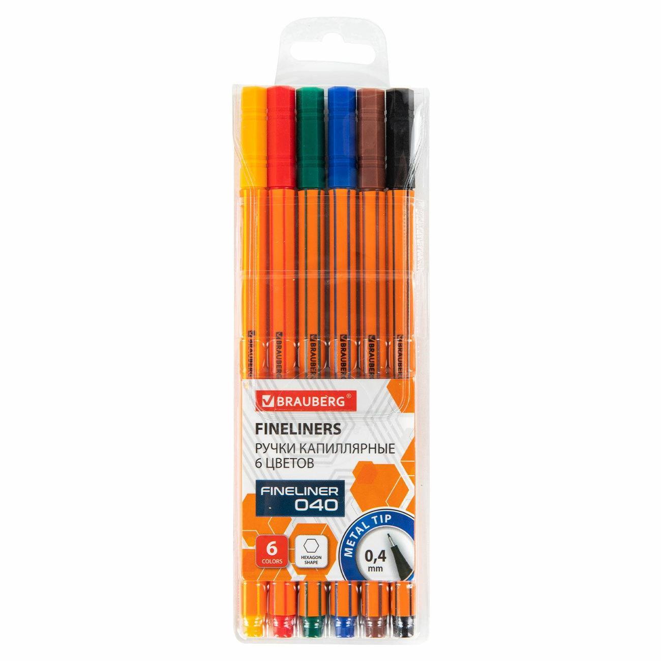 Изображение товара Ручка для письма Brauberg Ручки капиллярные BRG FINE 040 0,4мм 6 цветов