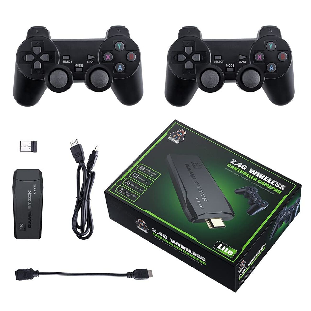 Игровая консоль Game Stick Lite M8 (10 000 эмулируемых игр, беспроводные  геймпады, HDMI)