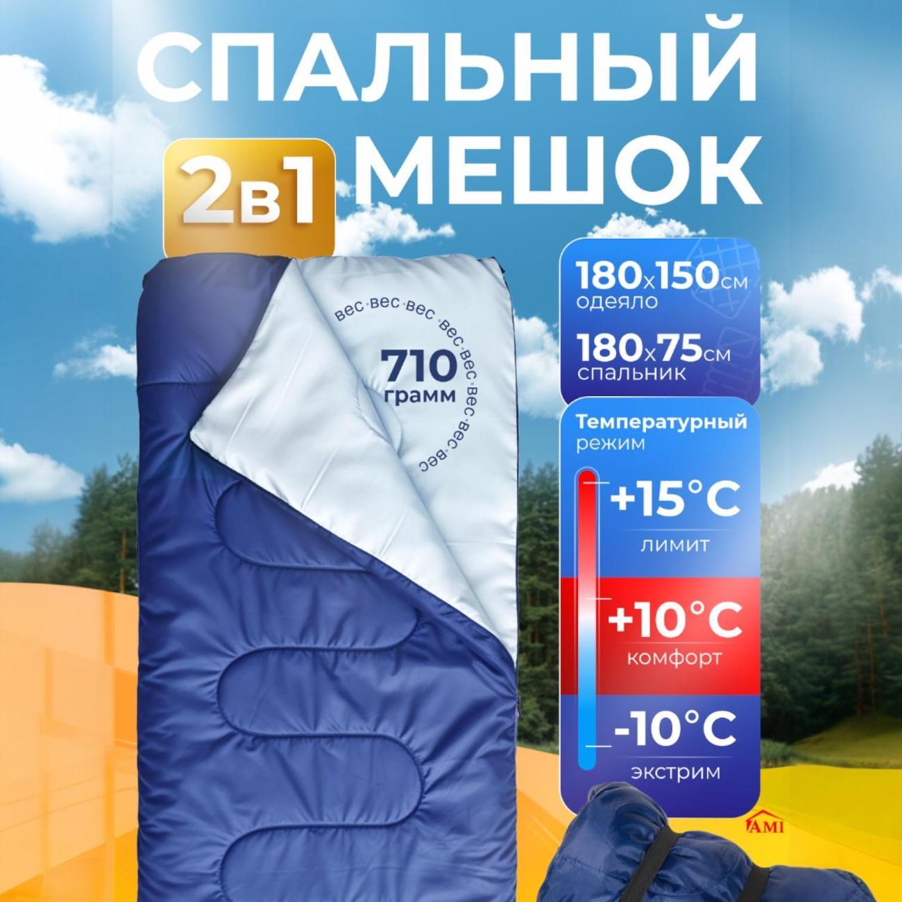 Изображение товара Спальный мешок Ami Cozy синий туристический зимний