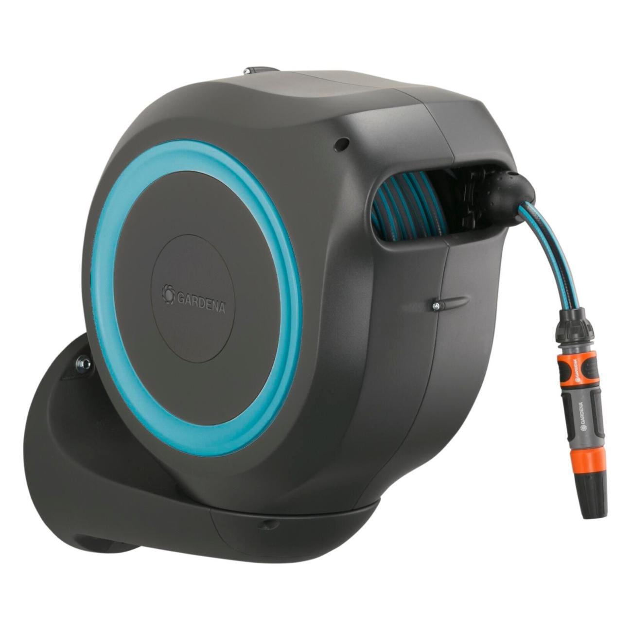 Изображение товара Катушка для шланга Gardena Катушка со шлангом настенная автоматическая RollUp M (голубой цвет)