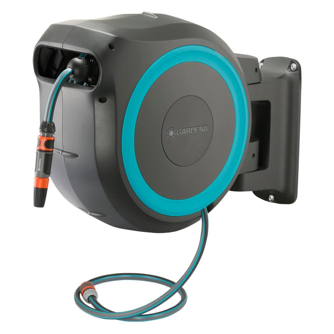 Изображение товара Катушка для шланга Gardena Катушка со шлангом настенная автоматическая RollUp M-L голубая