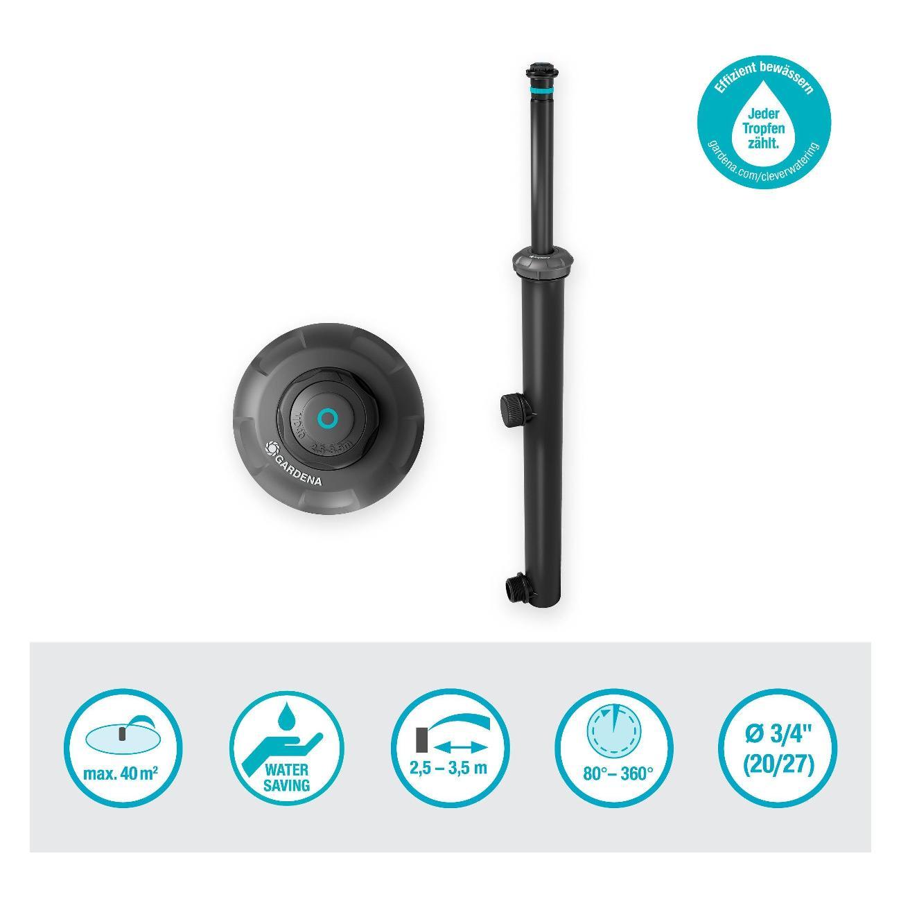 Изображение товара Дождеватель, разбрызгиватель,распылитель Gardena Дождеватель выдвижной MD40/300