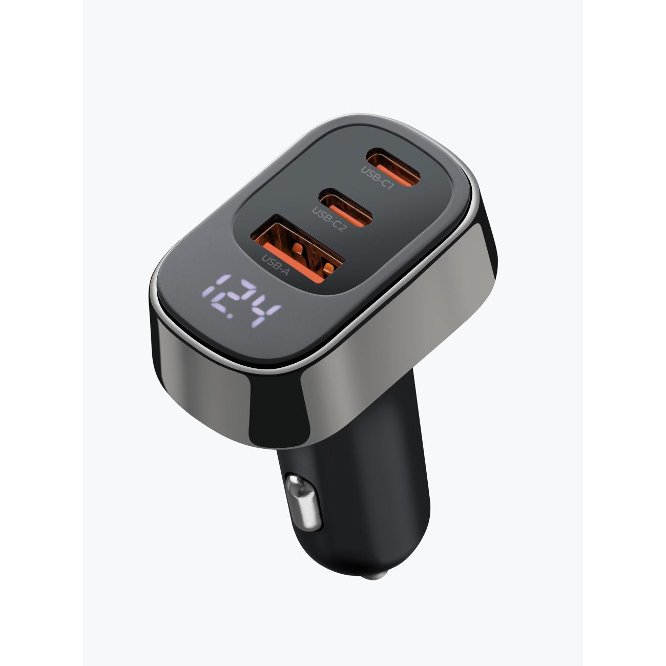 Изображение товара Автомобильное зарядное устройство Deppa USB-A + 2xUSB-C, PD, QC 3.0, 100W черное