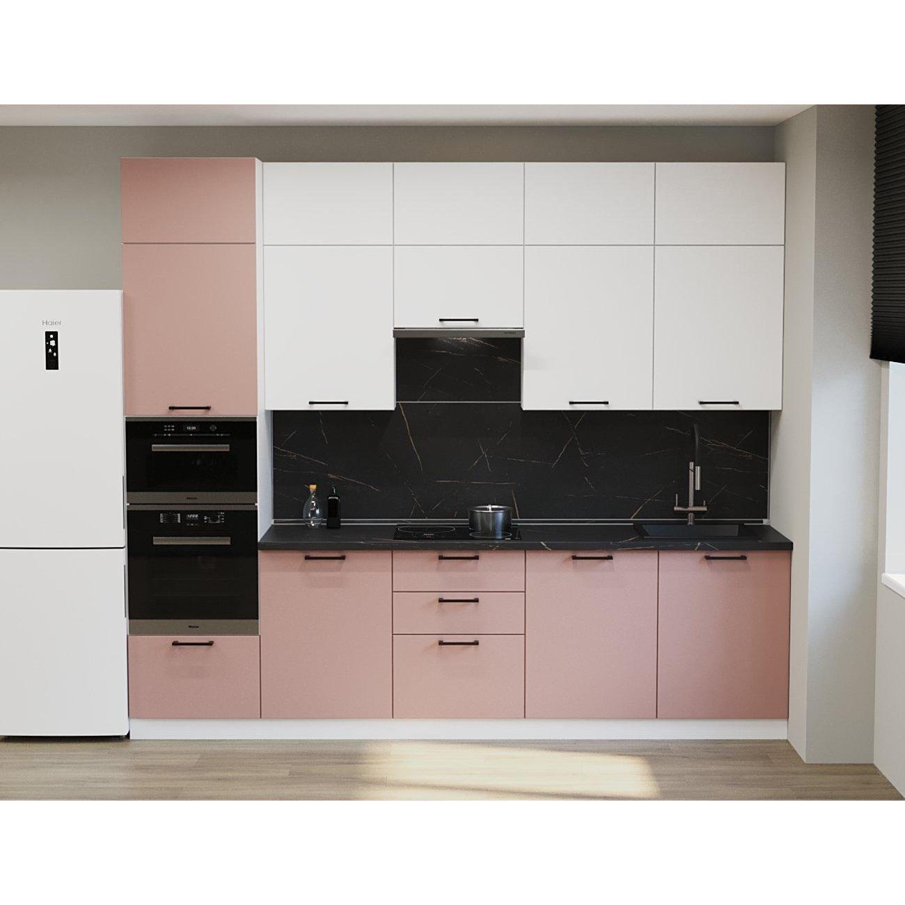 Изображение товара Кухня модульная Кухни РМ КГ Аликанте шарли белый/шарли pink, 3000 мм