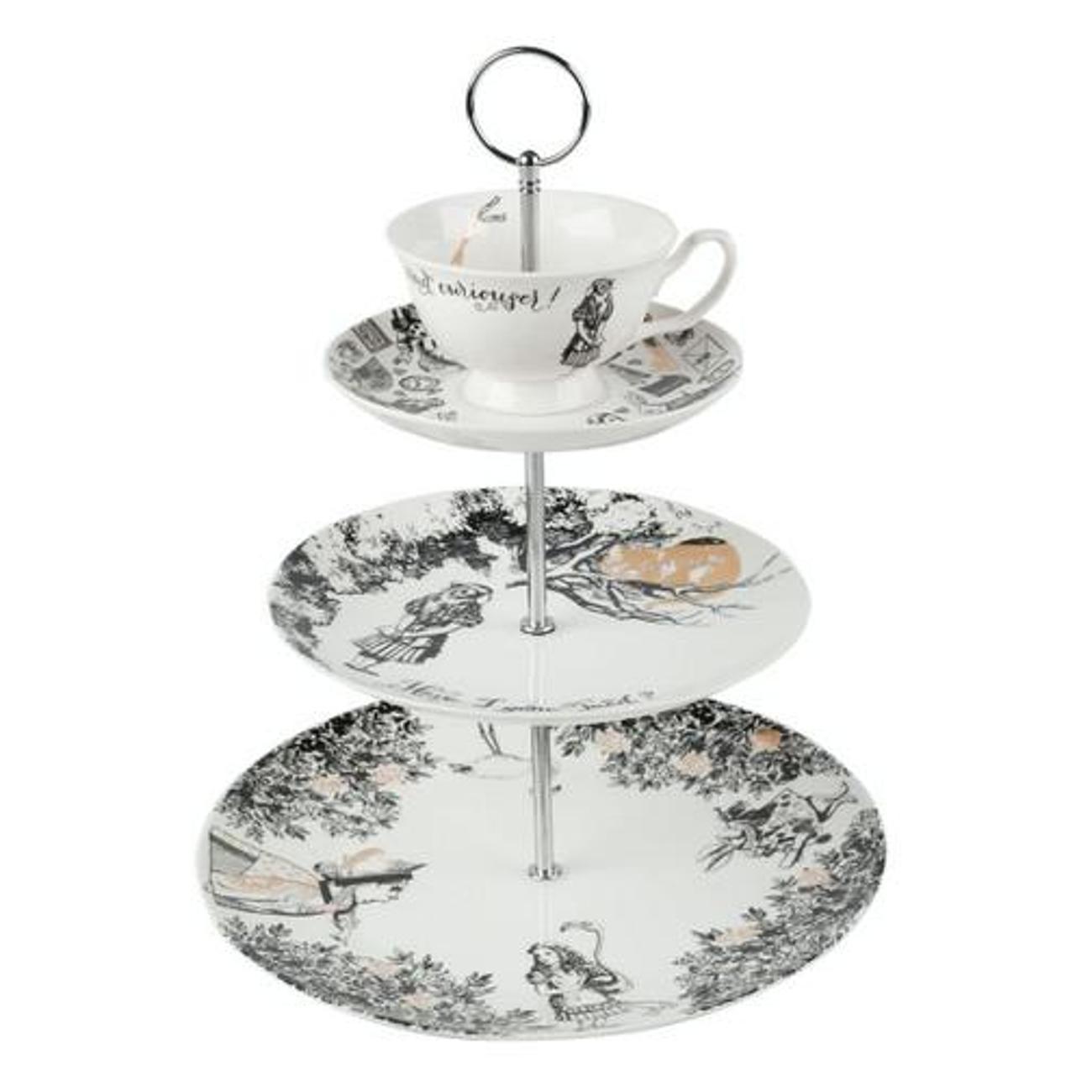 Изображение товара Блюдо-этажерка Kitchen Craft Kitchen Craft Блюдо сервировочное 3-ярусное "Алиса в Стране чудес" Mikasa V&A