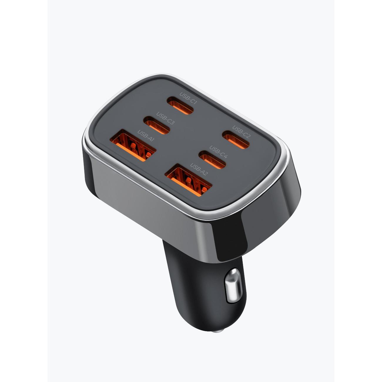Изображение товара Автомобильное зарядное устройство Deppa 2xUSB-A + 4xUSB-C, PD, QC 3.0, 105Вт черное
