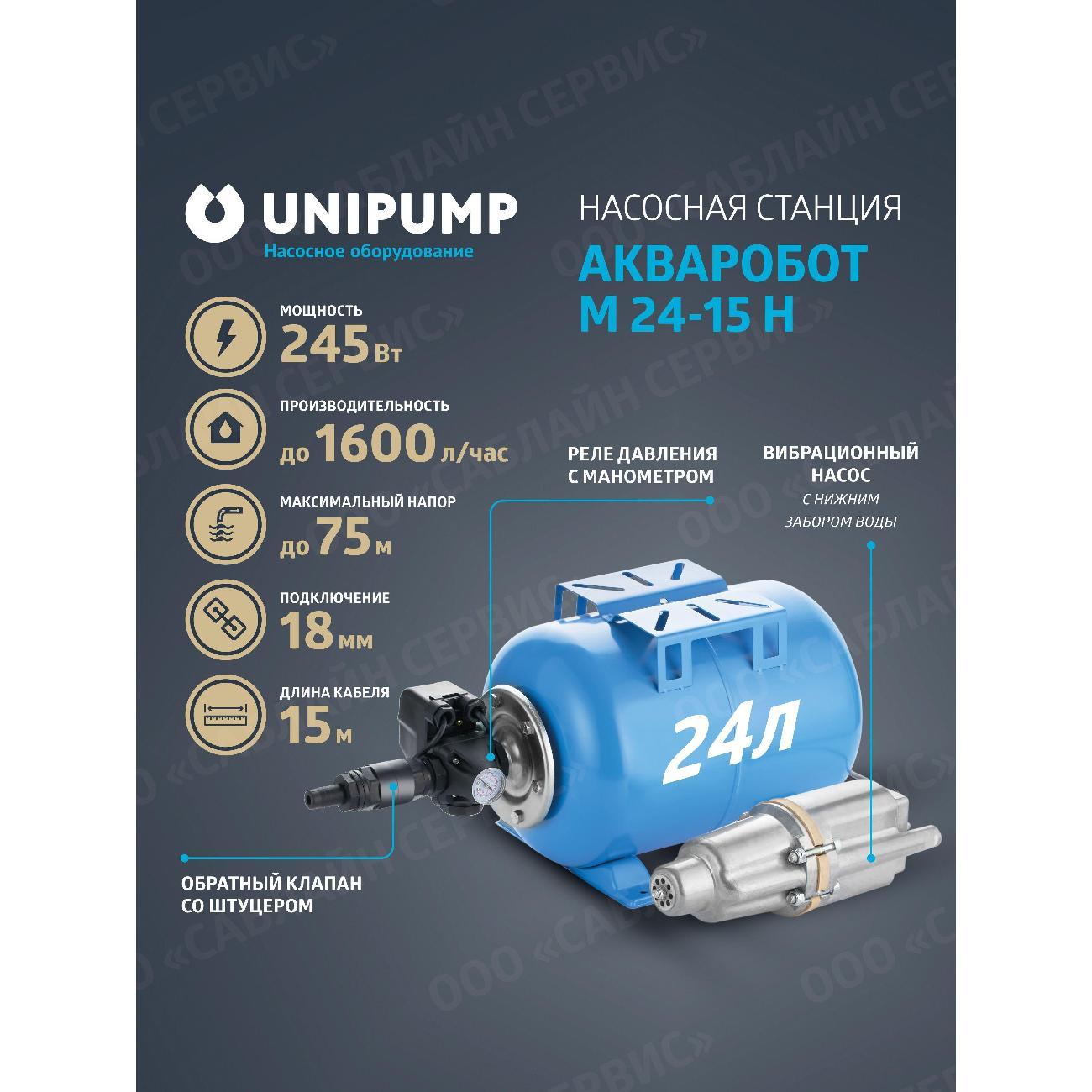 Изображение товара Насосная станция UNIPUMP Станция АКВАРОБОТ М_голубой_серебристый_черный_черный матовый