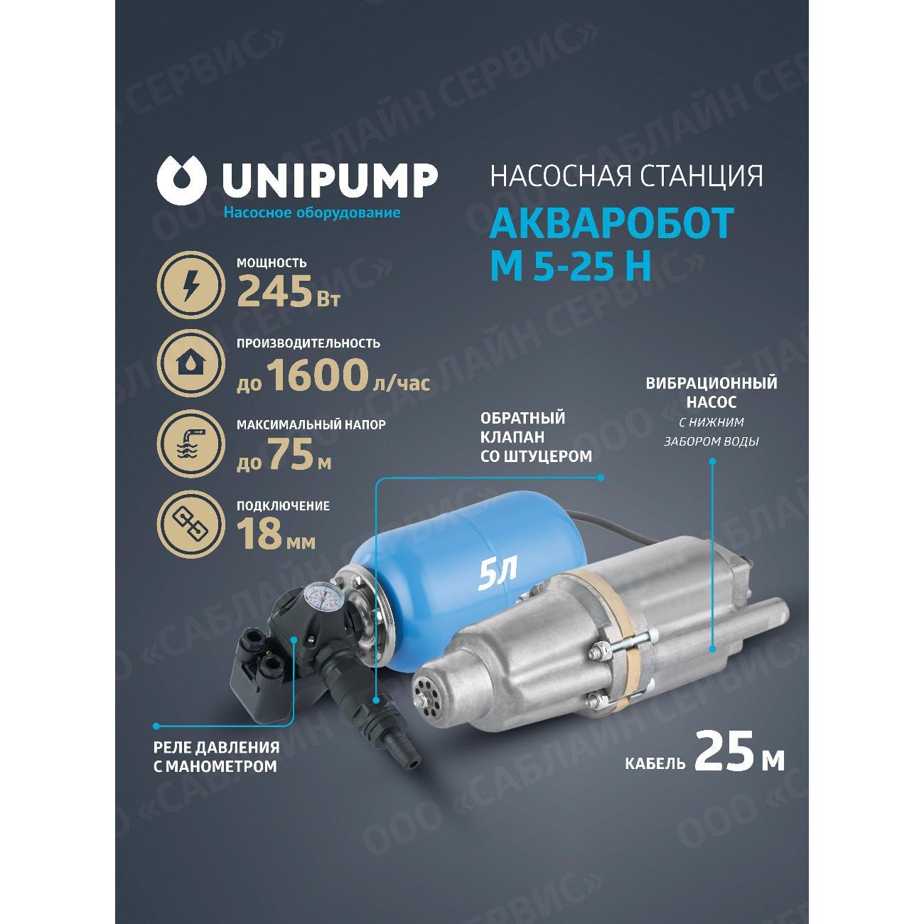 Изображение товара Насосная станция UNIPUMP Станция АКВАРОБОТ М - 5/5._голубой_серебристый_черный_светло-бежевый
