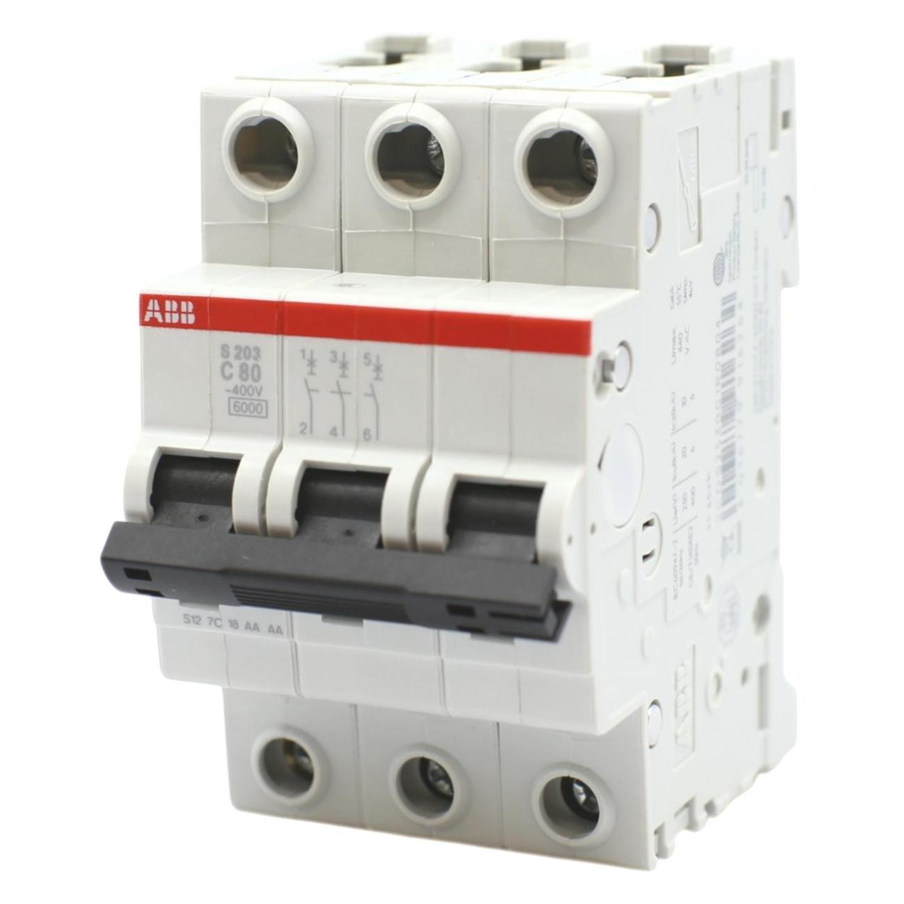 Изображение товара Автоматический выключатель ABB S203-C80 Изображение товара Автоматический выключатель ABB S203-C80