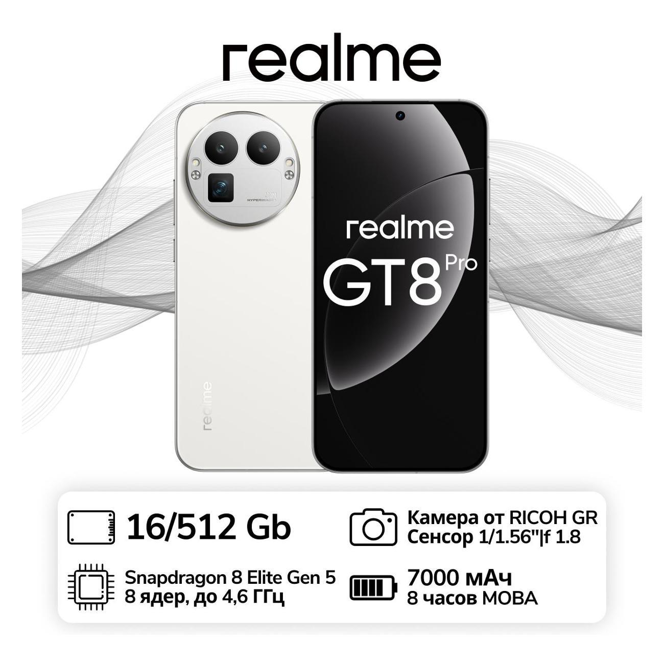 Изображение товара Смартфон realme GT 8 Pro 16/512GB White Изображение товара Смартфон realme GT 8 Pro 16/512GB White