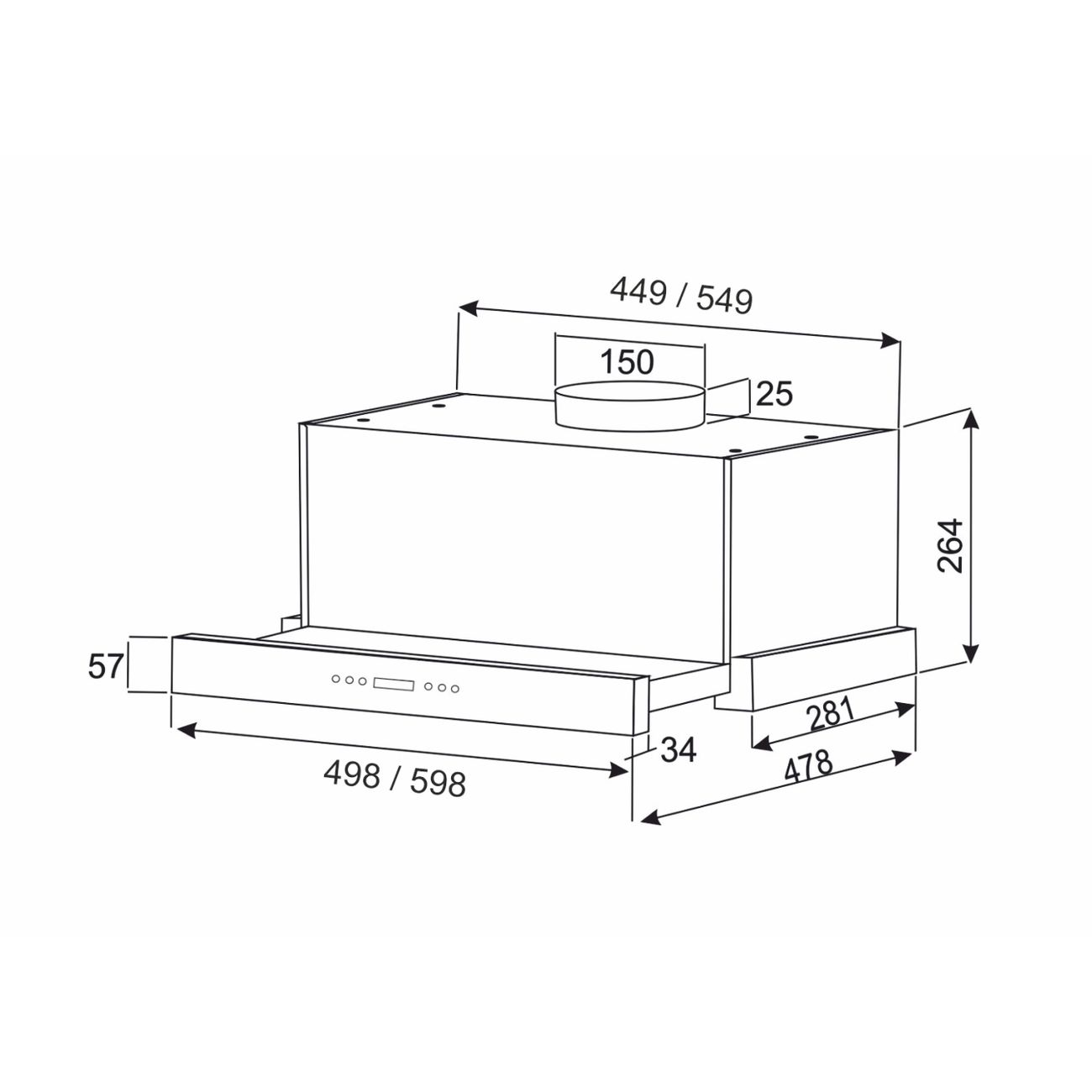 Вытяжка встраиваемая в шкаф 60 см exiteq ex 1236 white e10139